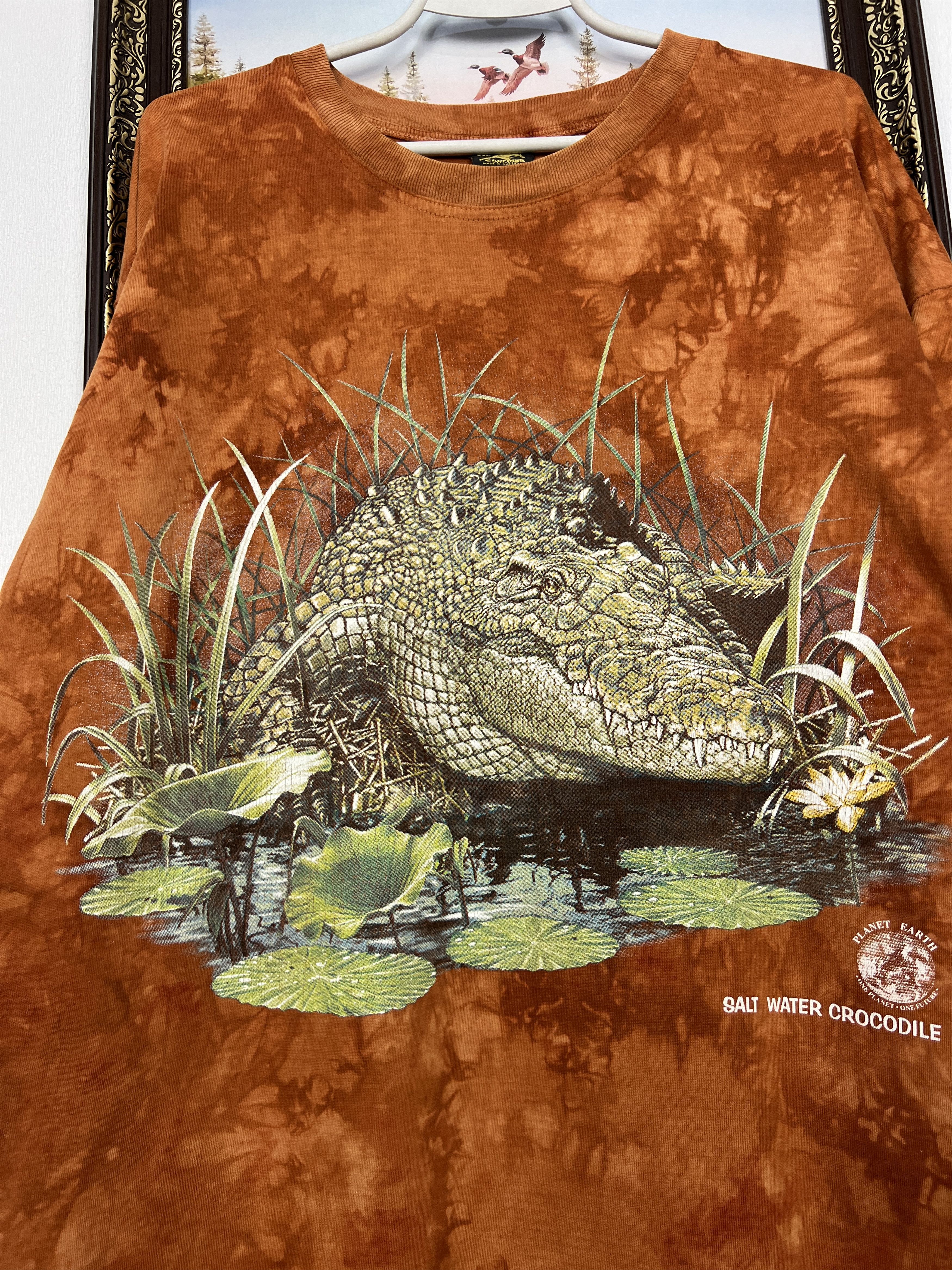 Vintage Vintage 90's Planer Earth Salt Water Crocodile Tee Shirt Size US XXL / EU 58 / 5 - 3 Thumbnail