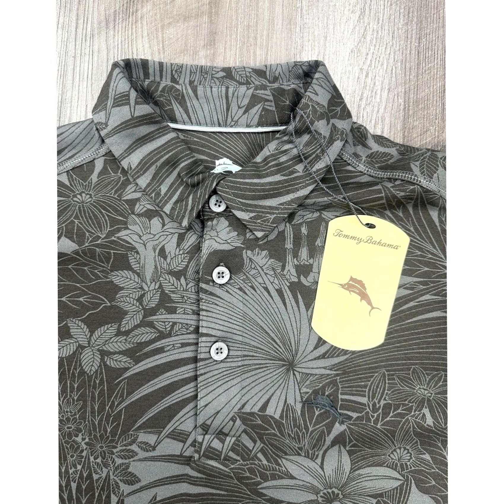 Tommy Bahama Tommy Bahama Polo Shirt Men M Gray Hawaiian Floral tropical Coal Regular Medium Size US M / EU 48-50 / 2 - 6 Thumbnail