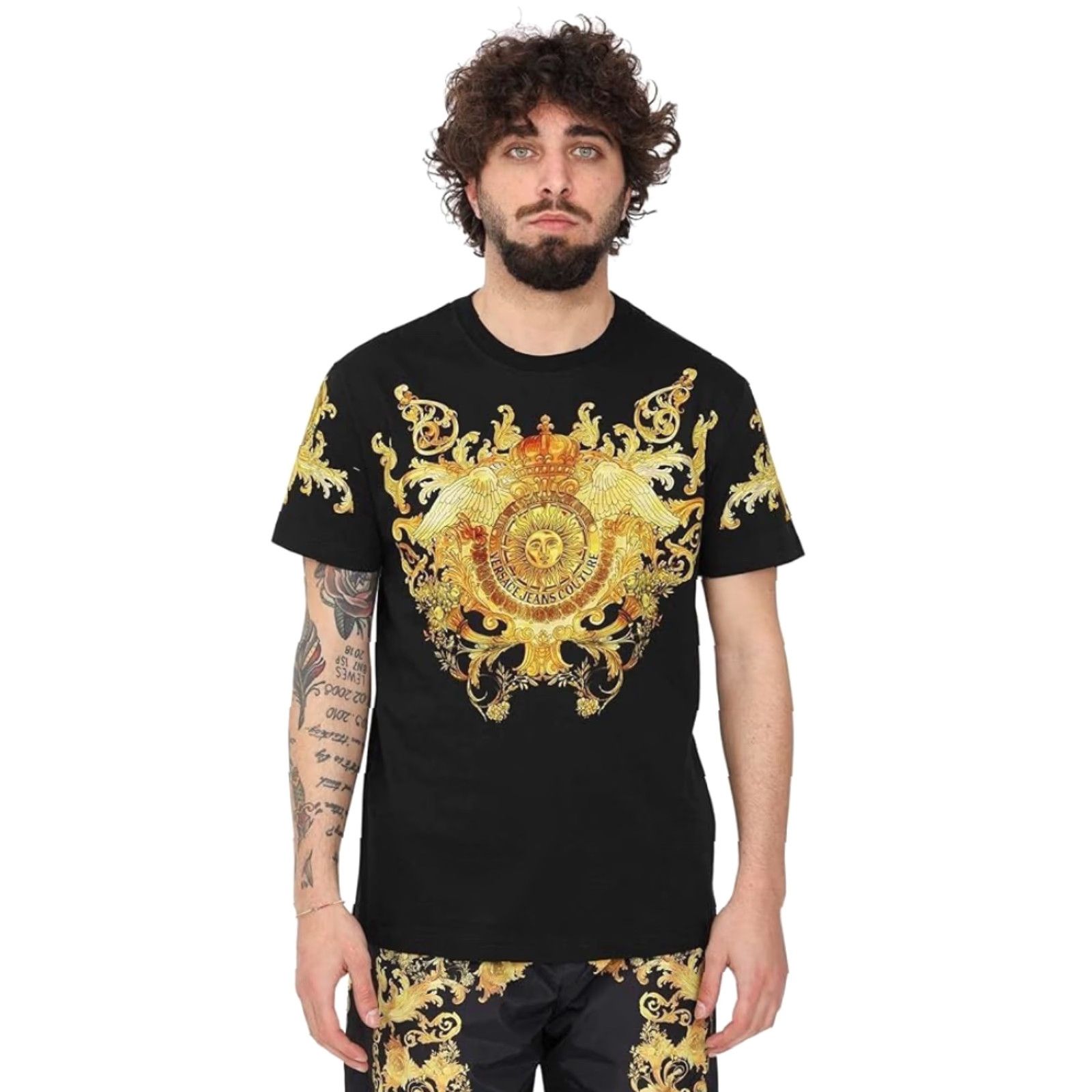 Versace Versace Jeans Couture Baroque Barocco Print T-Shirt L Black Mens Size US L / EU 52-54 / 3 - 3 Thumbnail