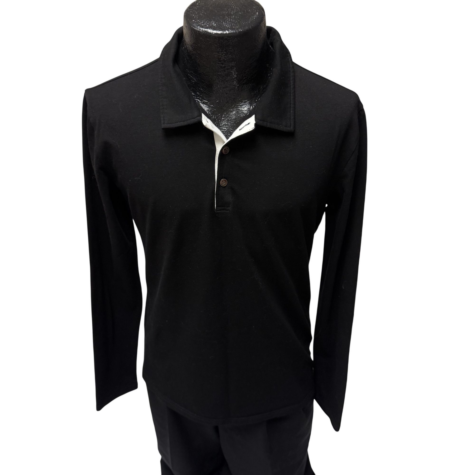 Other Kuyigo Black White POLO Long Sleeve Casual Shirt M Size US M / EU 48-50 / 2 - 1 Thumbnail