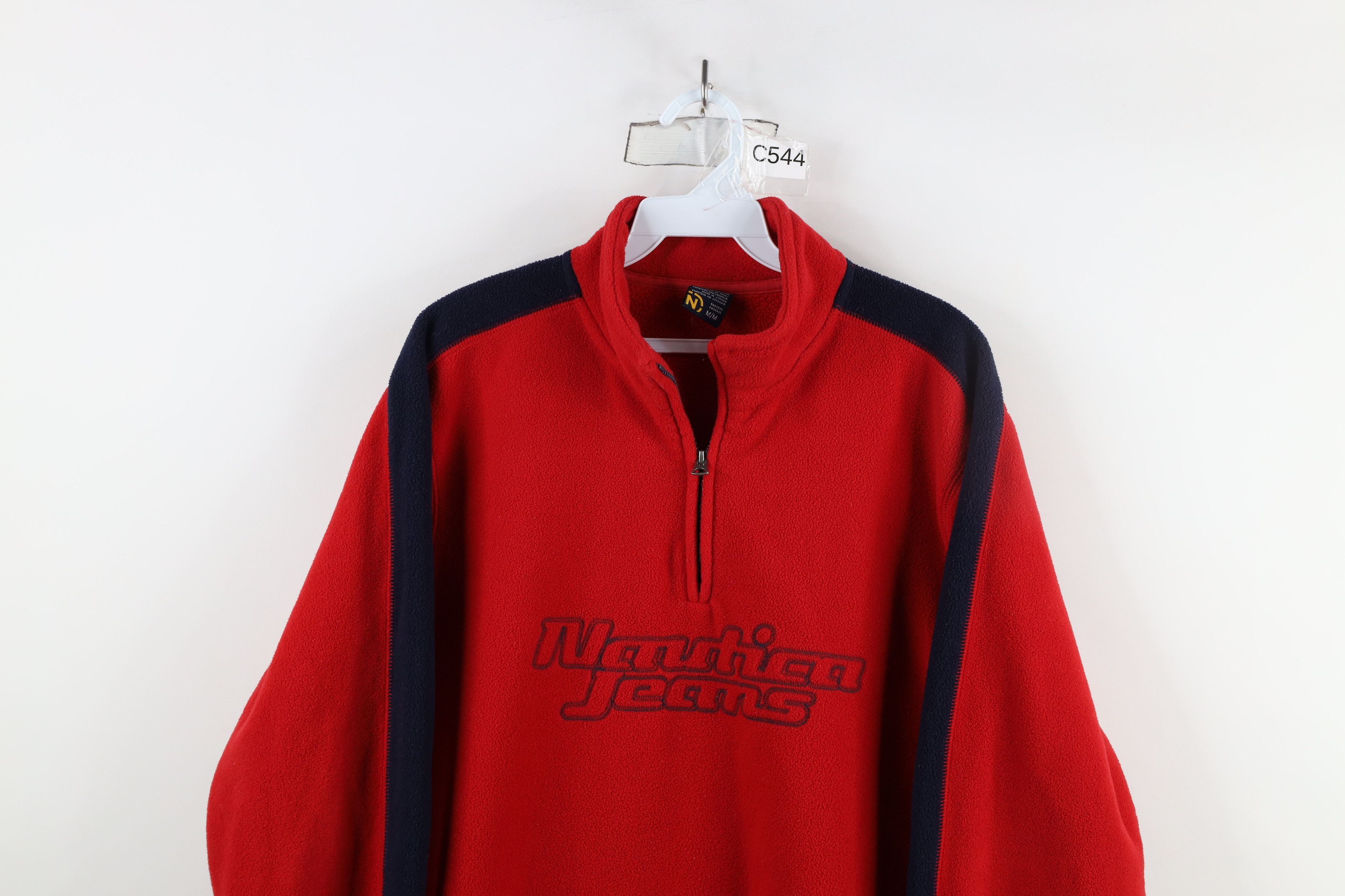 Nautica × Vintage Vintage 90s Nautica Spell Out Script Half Zip Fleece Sweater Size US M / EU 48-50 / 2 - 2 Thumbnail