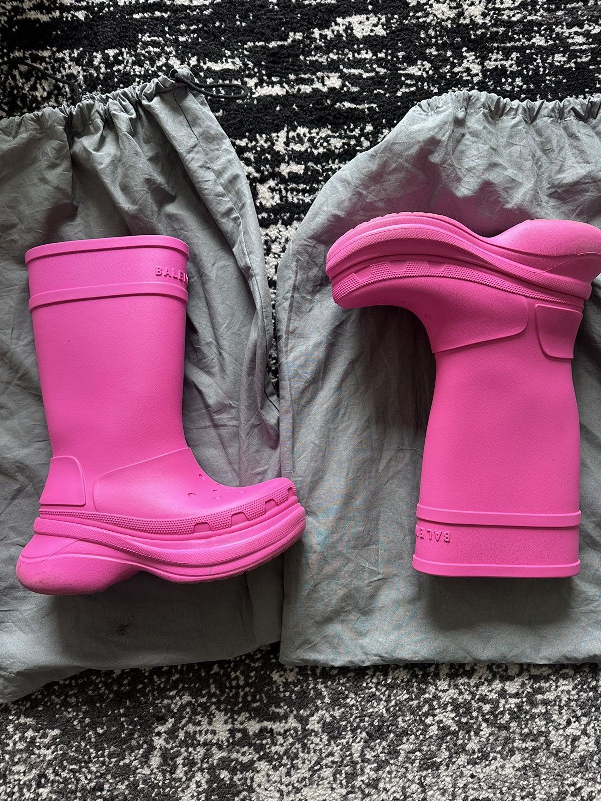 Balenciaga o1mt1gz0524 Trooper Rubber Boots in Dark Green