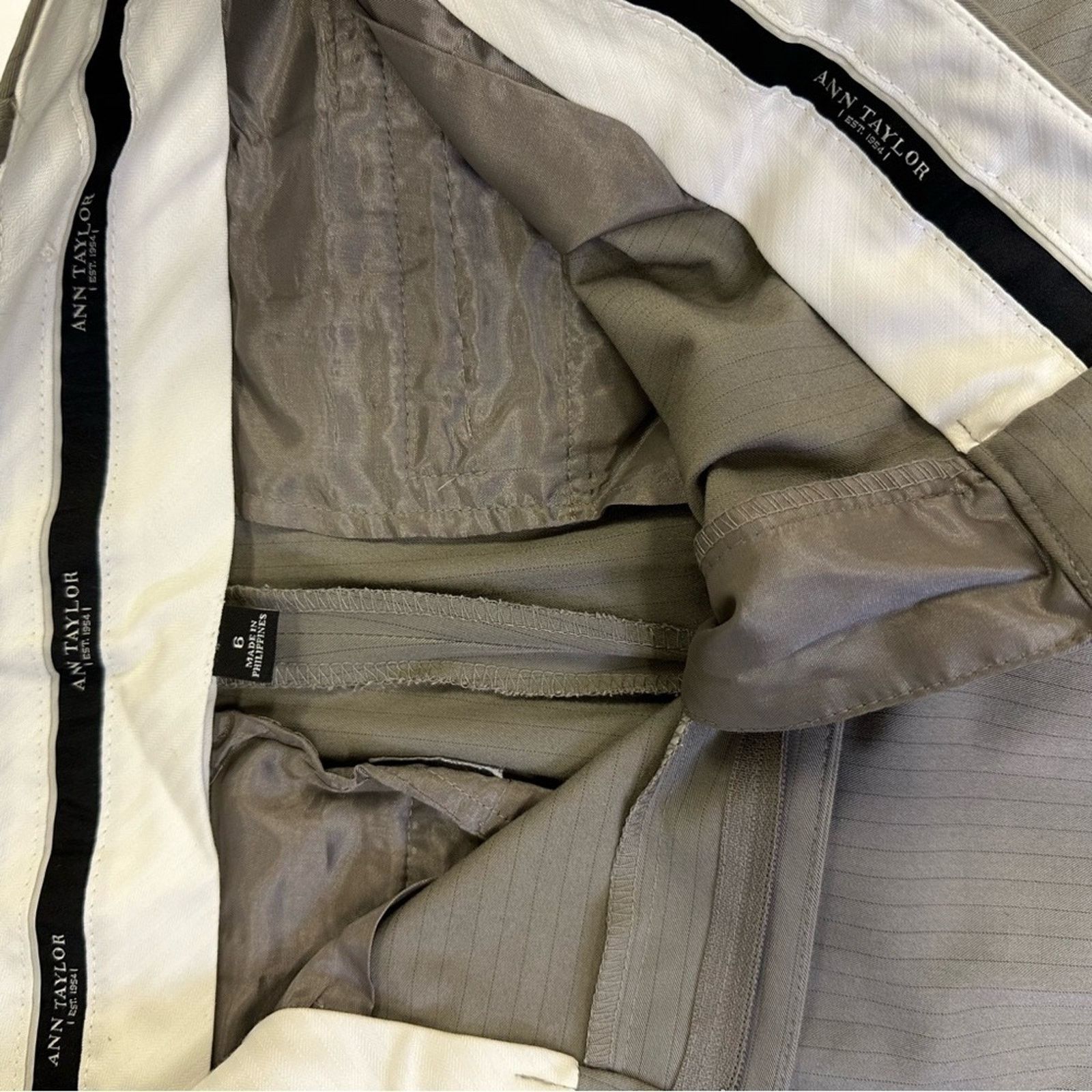 Ann Taylor Ann Taylor Taupe Pin Stripe Wide Leg Slacks Size 6 Size 28" / US 6 / IT 42 - 6 Thumbnail