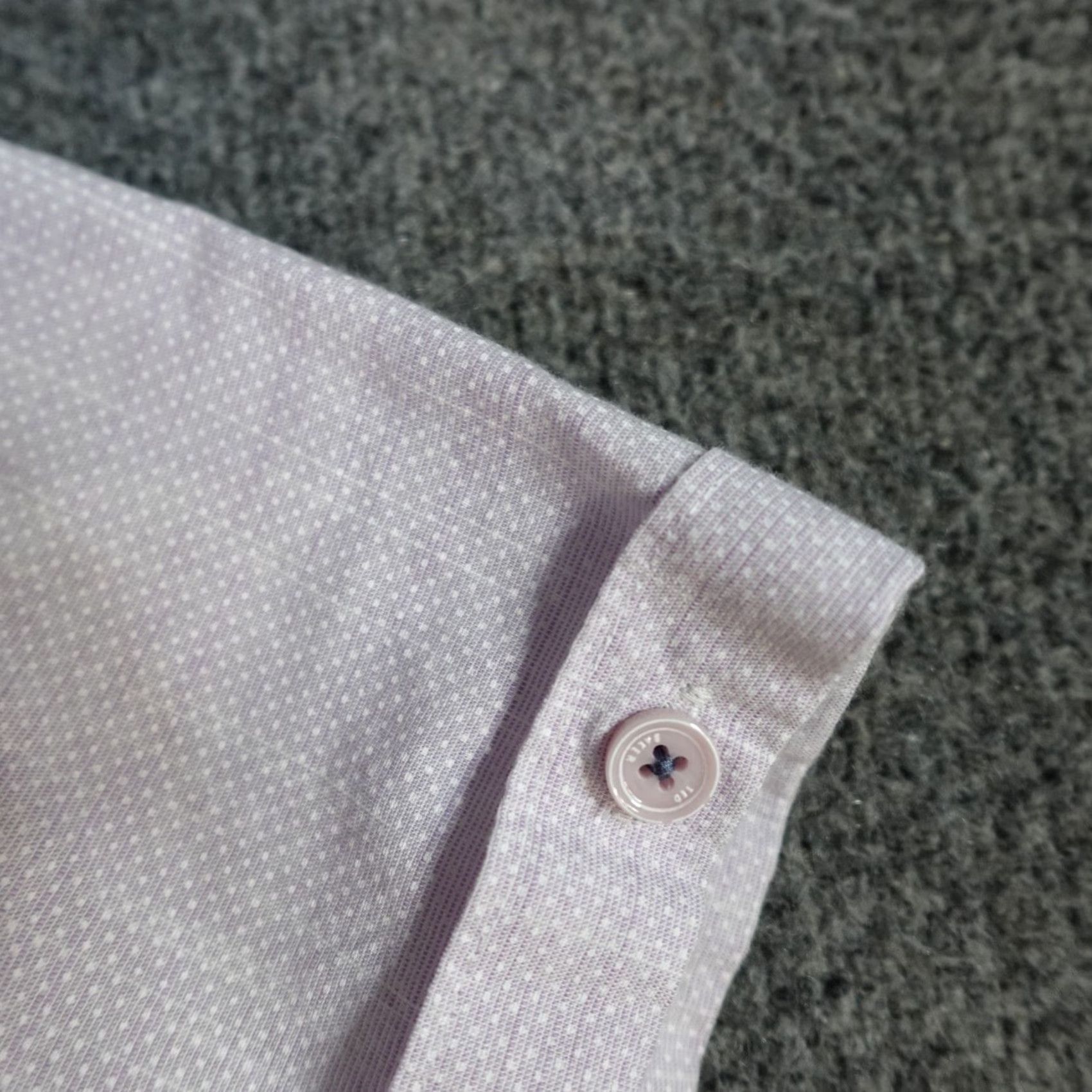Ted Baker Ted Baker Mens Shirt L Purple Solid Short Sleeve Button-Up Collared Cotton Size US L / EU 52-54 / 3 - 4 Thumbnail