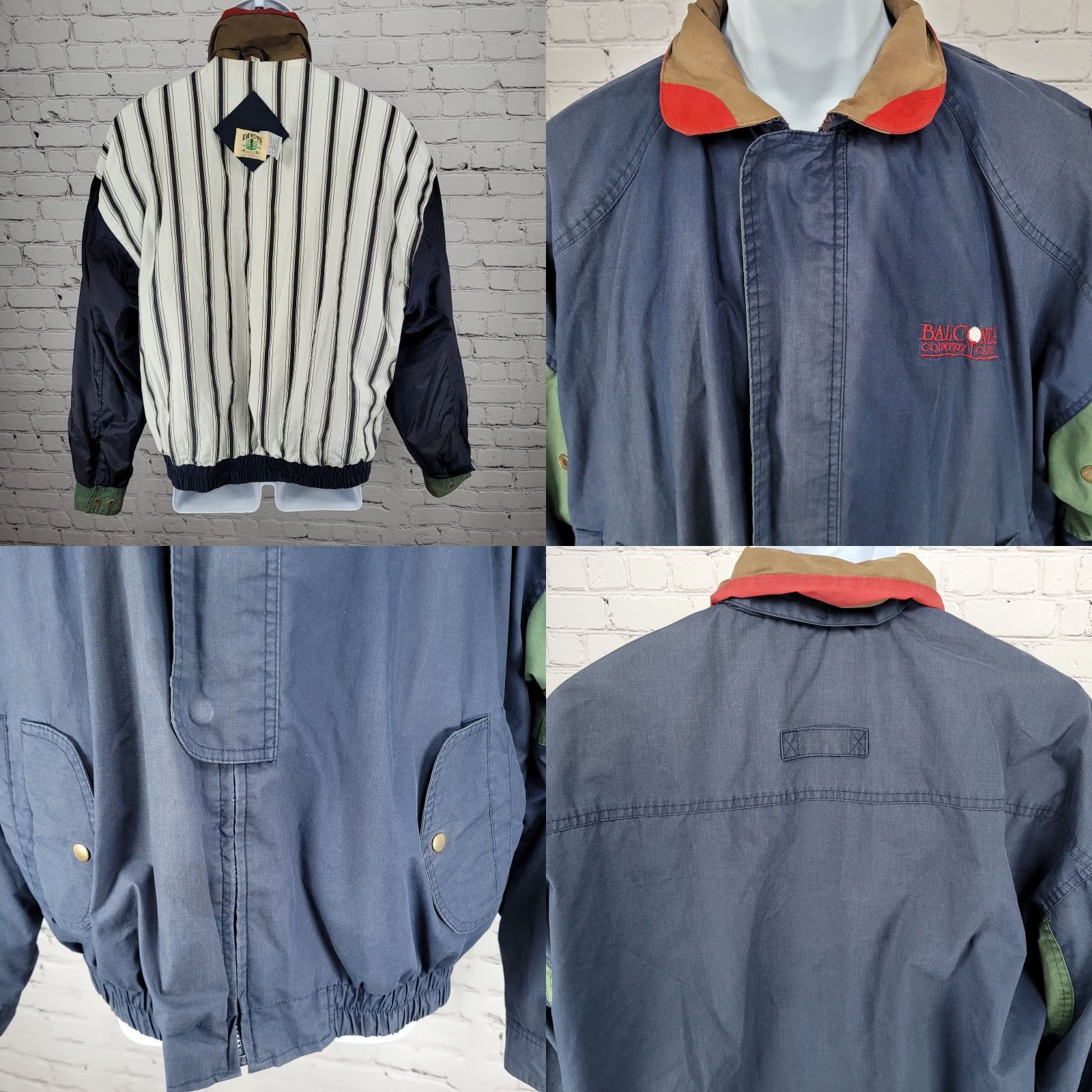 Vintage VINTAGE Balcones Country Club Divots Navy Golf Hooded Bomber Jacket L Men Large Blue Solid Logo Embroidered Zip Snap Size US L / EU 52-54 / 3 - 8 Thumbnail