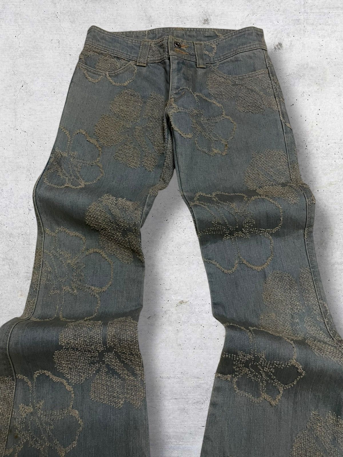 Hysteric Glamour VINTAGE ALBAROSA JAPAN CRAFTED JACQUERD ART FLARE DENIM 90S Size US 28 / EU 44 - 4 Thumbnail