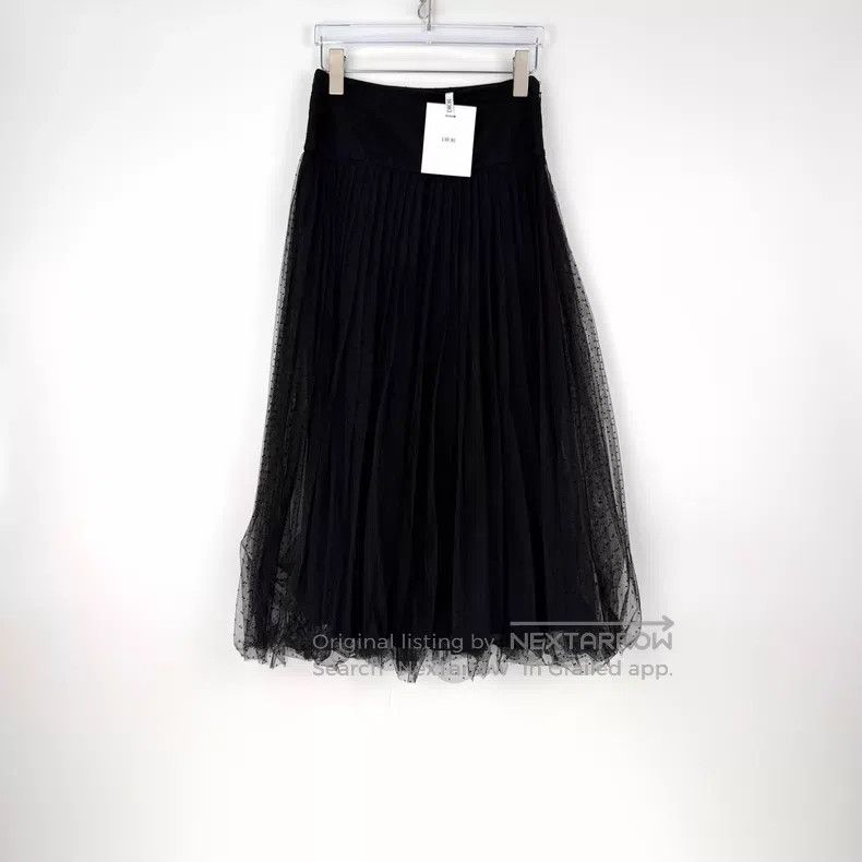 Dior Dior Black polk dotted gauze skirt Size 24" / US 00 / IT 34 - 3 Thumbnail