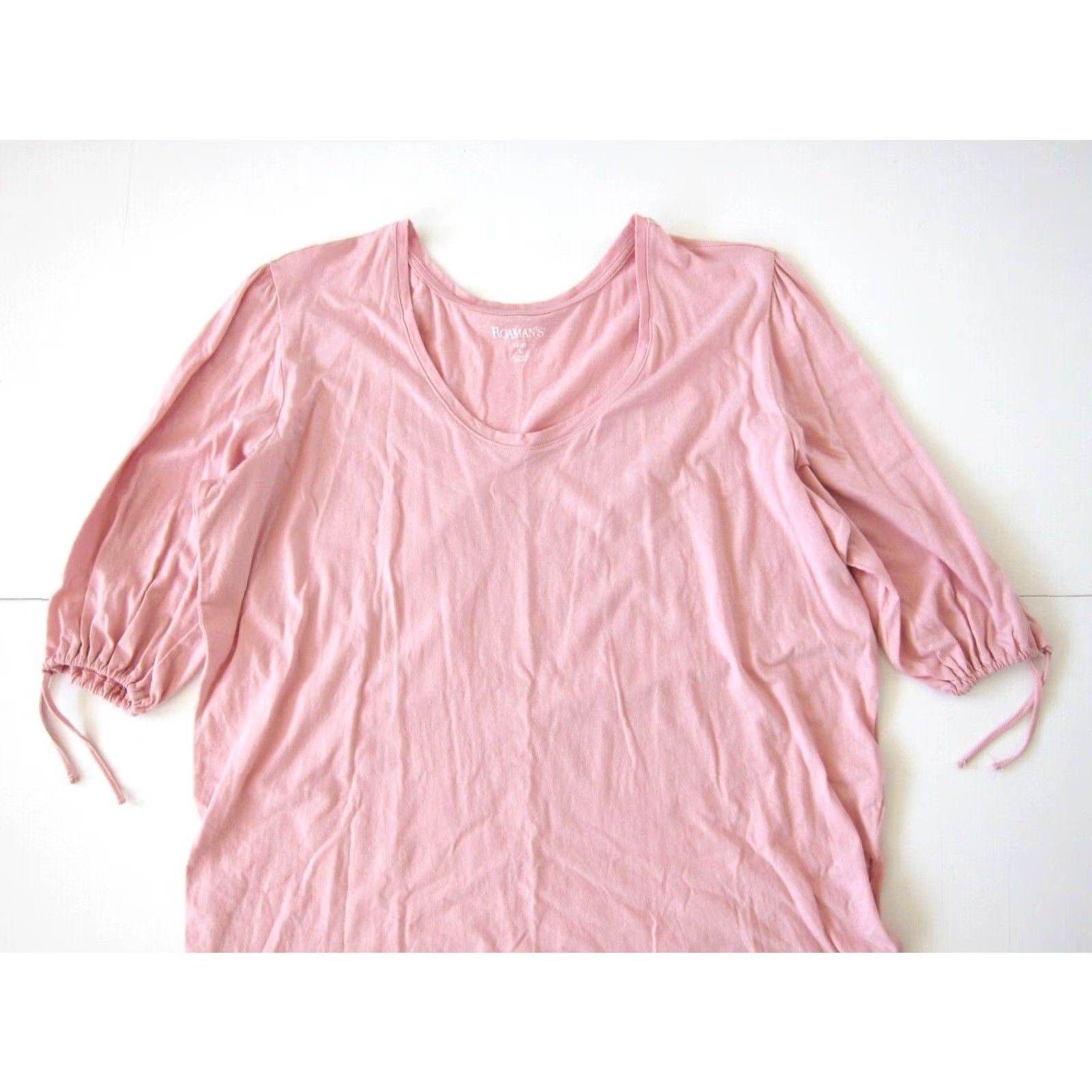 Vintage Roaman's 100% Cotton Pink 3/4 Sleeve Scoop Neck T-Shirt Tunic Blouse Large Women Size XXL / US 16-18 / IT 52-54 - 7 Thumbnail