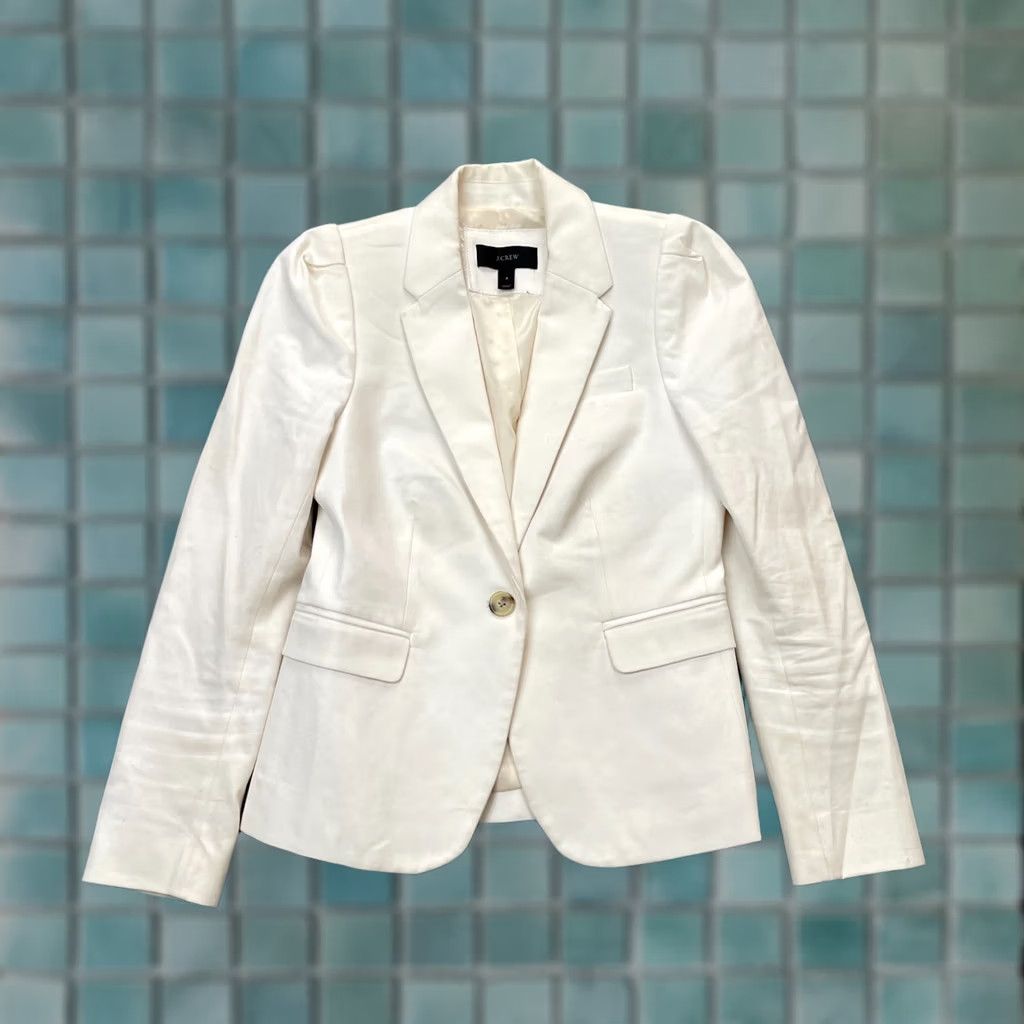 J.Crew J.CREW Blazer Jacket Womens 2 Beige Alexandra Short Notch Lapel Lined Cotton Stretch Formal Tailored Size XS / US 0-2 / IT 36-38 - 1 Thumbnail