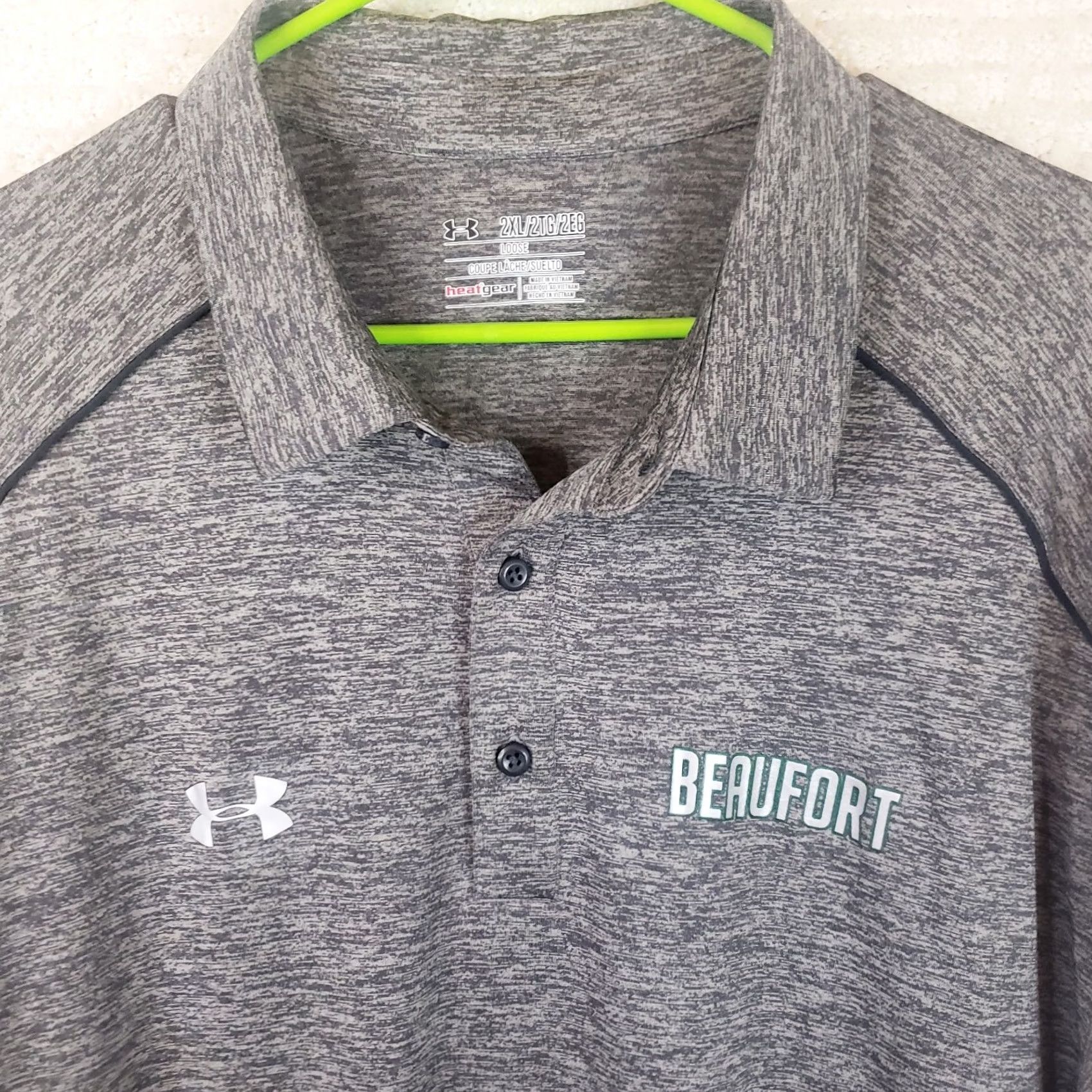 Under Armour Under Armour Polo Shirt Men's 2XL Gray Heathered Loose Short Sleeve Heatgear Beaufort SC Size US XXL / EU 58 / 5 - 3 Thumbnail
