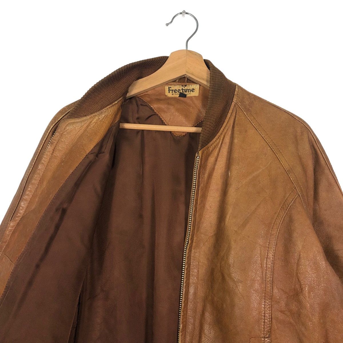 Japanese Brand 🔥90’s Vintage Leather Bomber Jacket Free Time Issey Miyake Size US XL / EU 56 / 4 - 9 Thumbnail