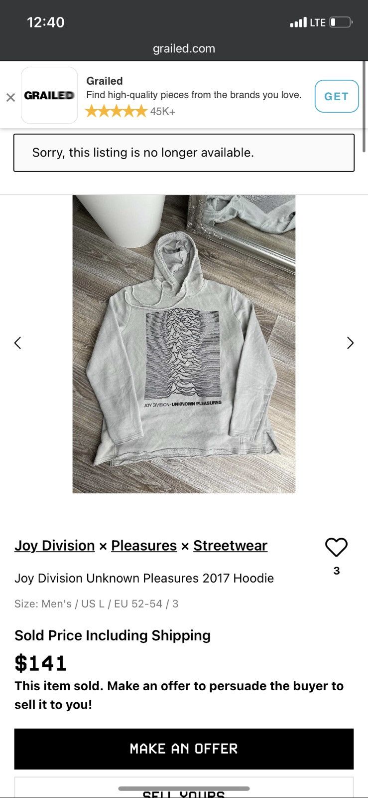 Joy Division × Pleasures Joy Division Unknown Pleasures ©️2017 mens hoodies big logo Size US S / EU 44-46 / 1 - 7 Thumbnail