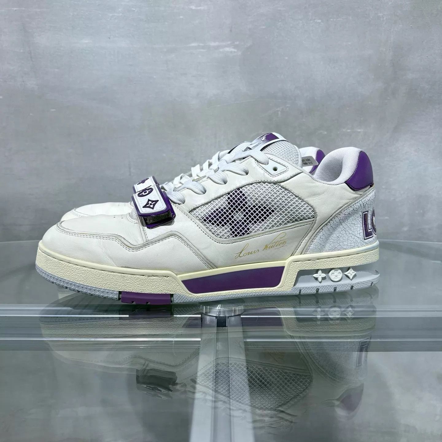 Louis Vuitton LV Trainer White Purple Velcro UK8 42 Size US 9 / EU 42 - 3 Thumbnail