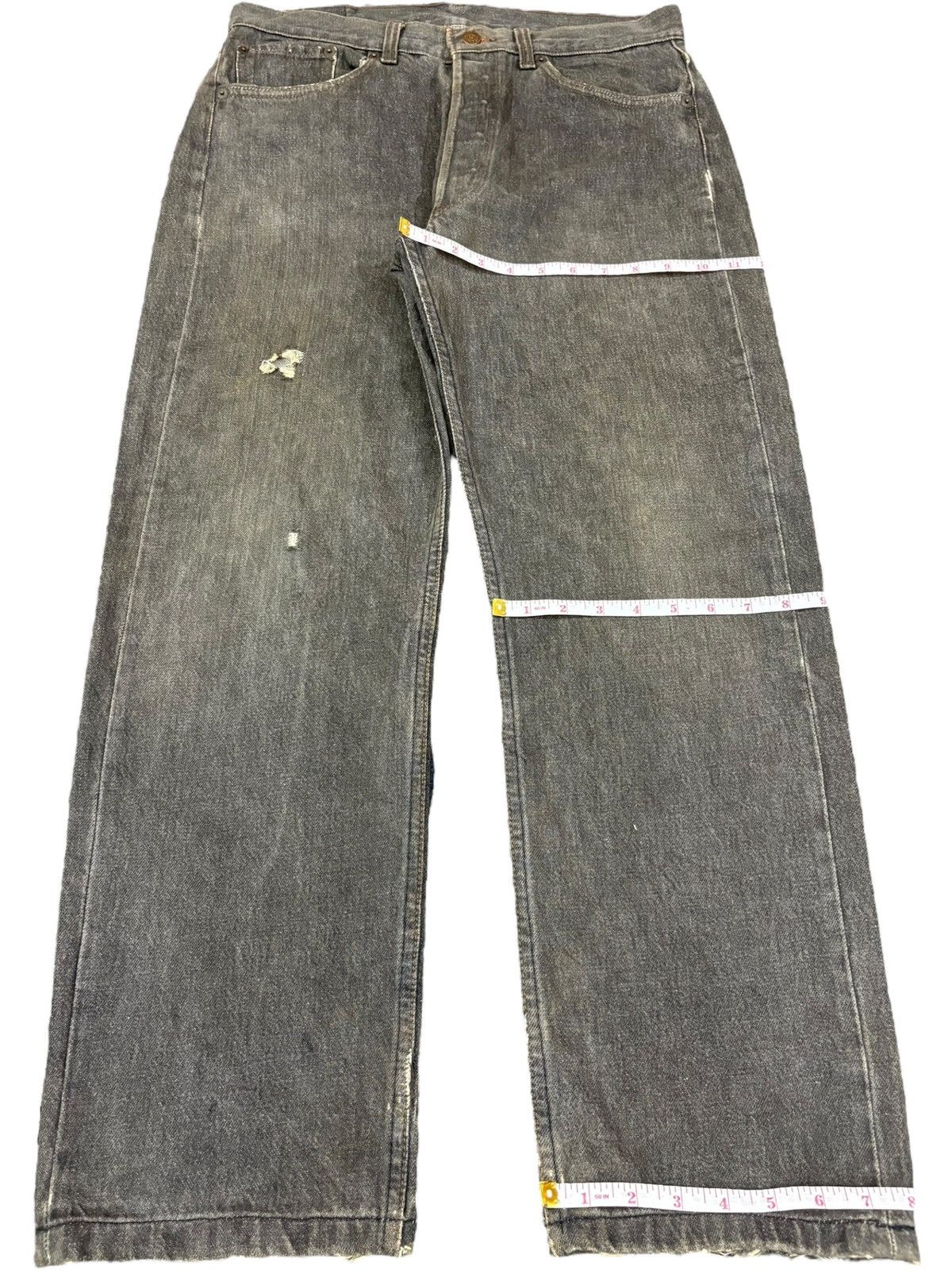 Levi's Vintage 90s Levis 501 Black Distressed Loose Jeans Size US 32 / EU 48 - 13 Thumbnail