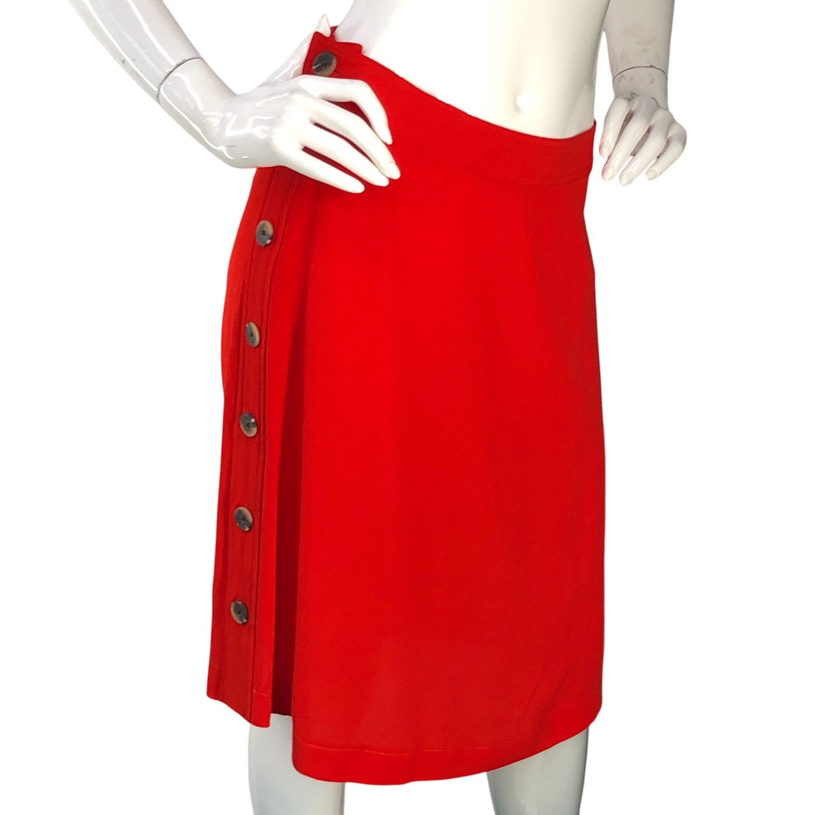 Madewell Madewell Size 0 Skirt Side Buttons Knee Length Viscose Red Size 25" / US 0 / IT 36 - 9 Thumbnail