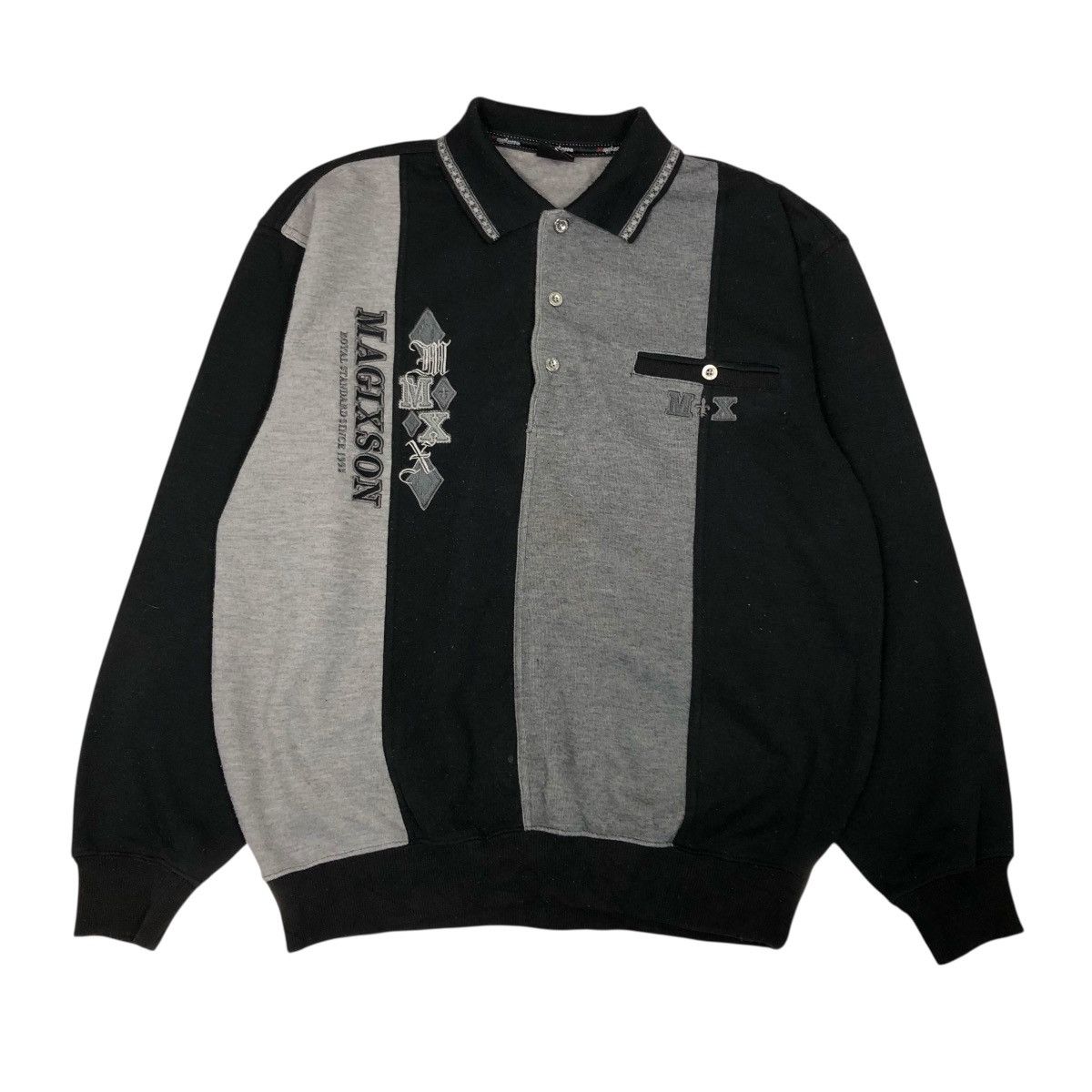 Japanese Brand 📌Vintage Collar Sweatshirt Magixson Big Logo Embroidery Size US L / EU 52-54 / 3 - 1 Thumbnail