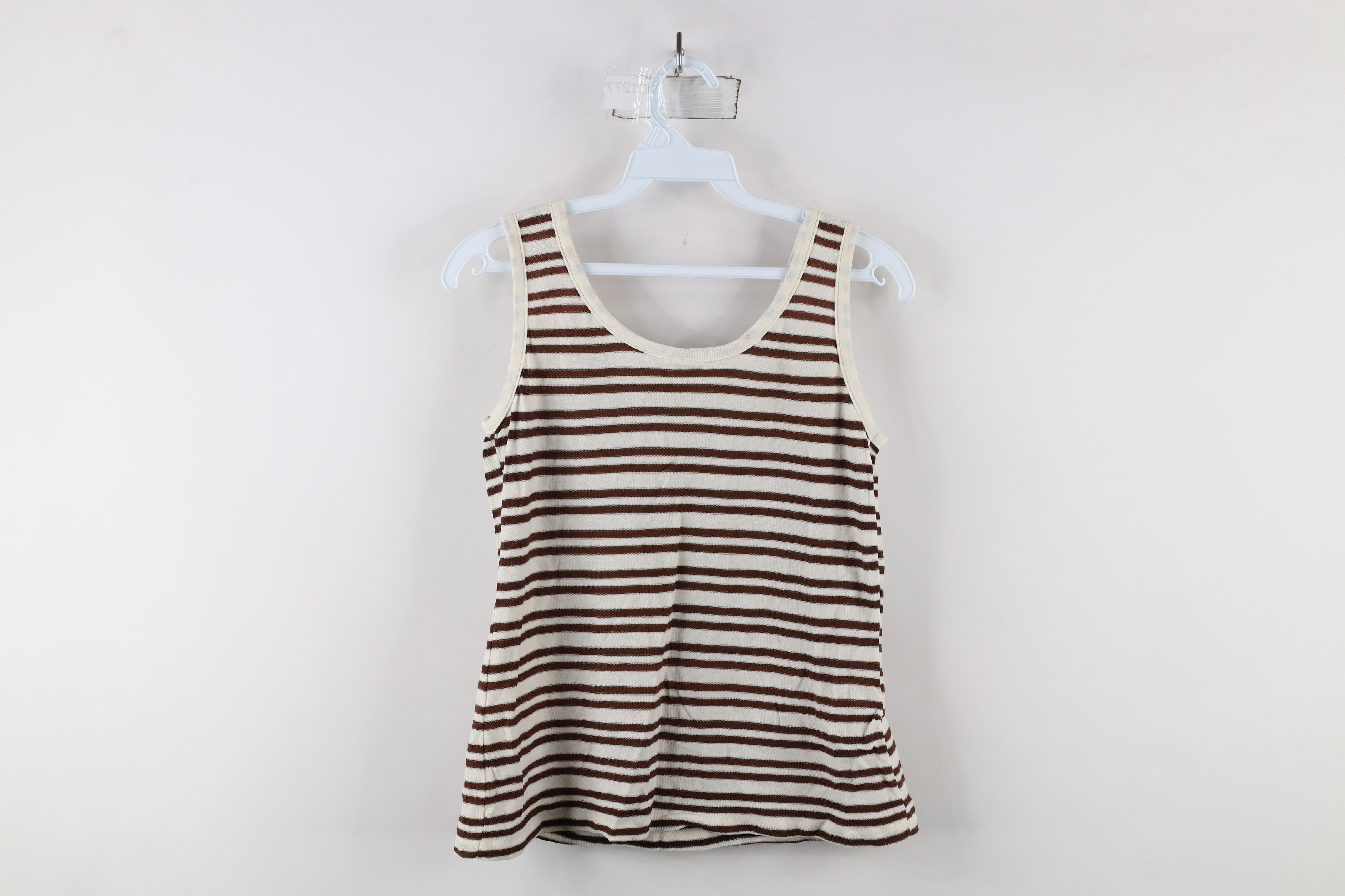 Vintage Vintage 70s Streetwear Knit Tank Top T-Shirt Brown White Size M / US 6-8 / IT 42-44 - 8 Thumbnail