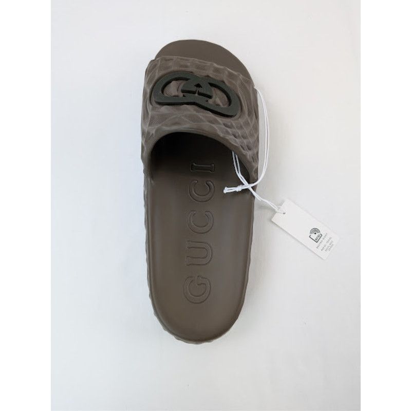 Gucci o1rshd1 Interlocking GG Water Ripple Sliders Sandals Brown Size US 11.5 / EU 44-45 - 15 Thumbnail