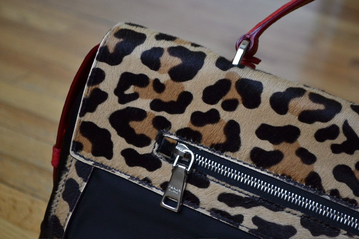 Prada Pre-Fall 2015 Tessuto Leopard Pony Hair Top Handle Satchel Size ONE SIZE - 8 Thumbnail