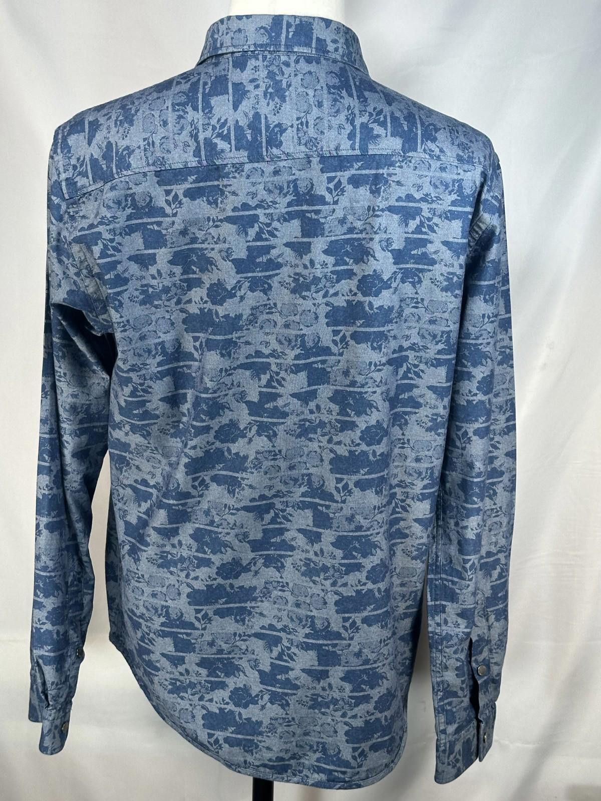 Other Park Avenue Floral Slim Fit Cotton Snap Button Blue Mens L Size US L / EU 52-54 / 3 - 2 Thumbnail