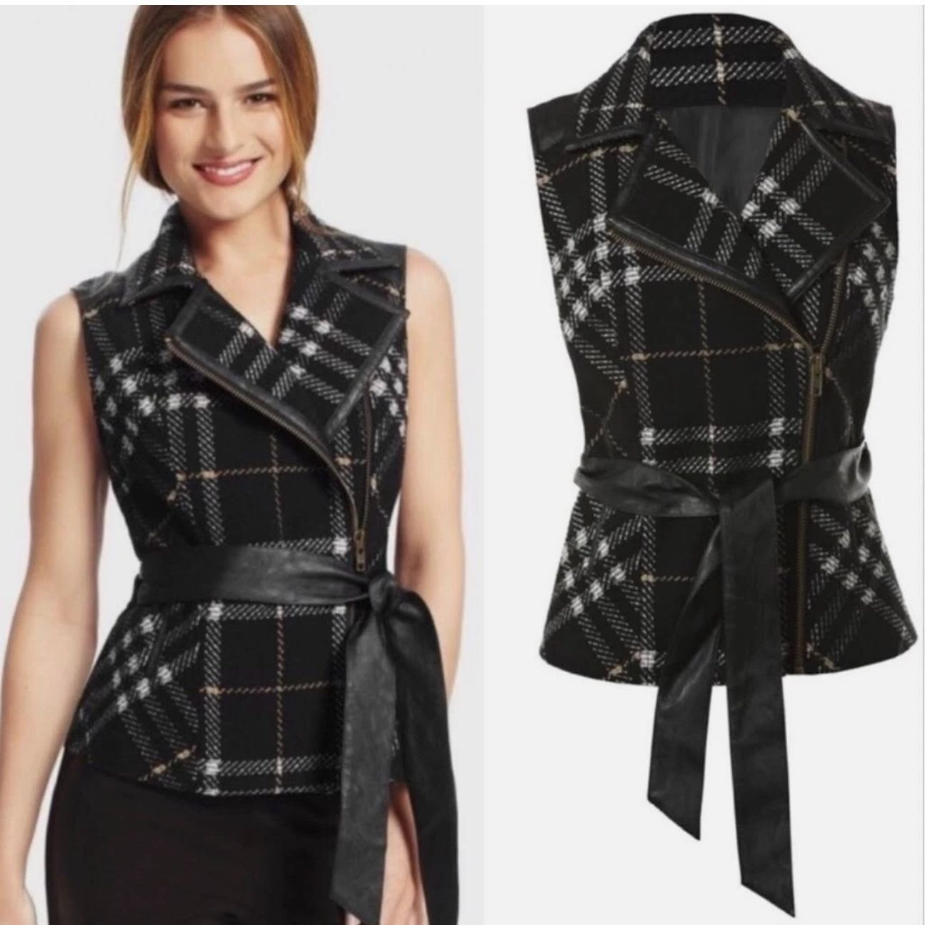 Other CAbi Black Plaid Moto Vest Style 517 Medium Size M / US 6-8 / IT 42-44 - 10 Thumbnail