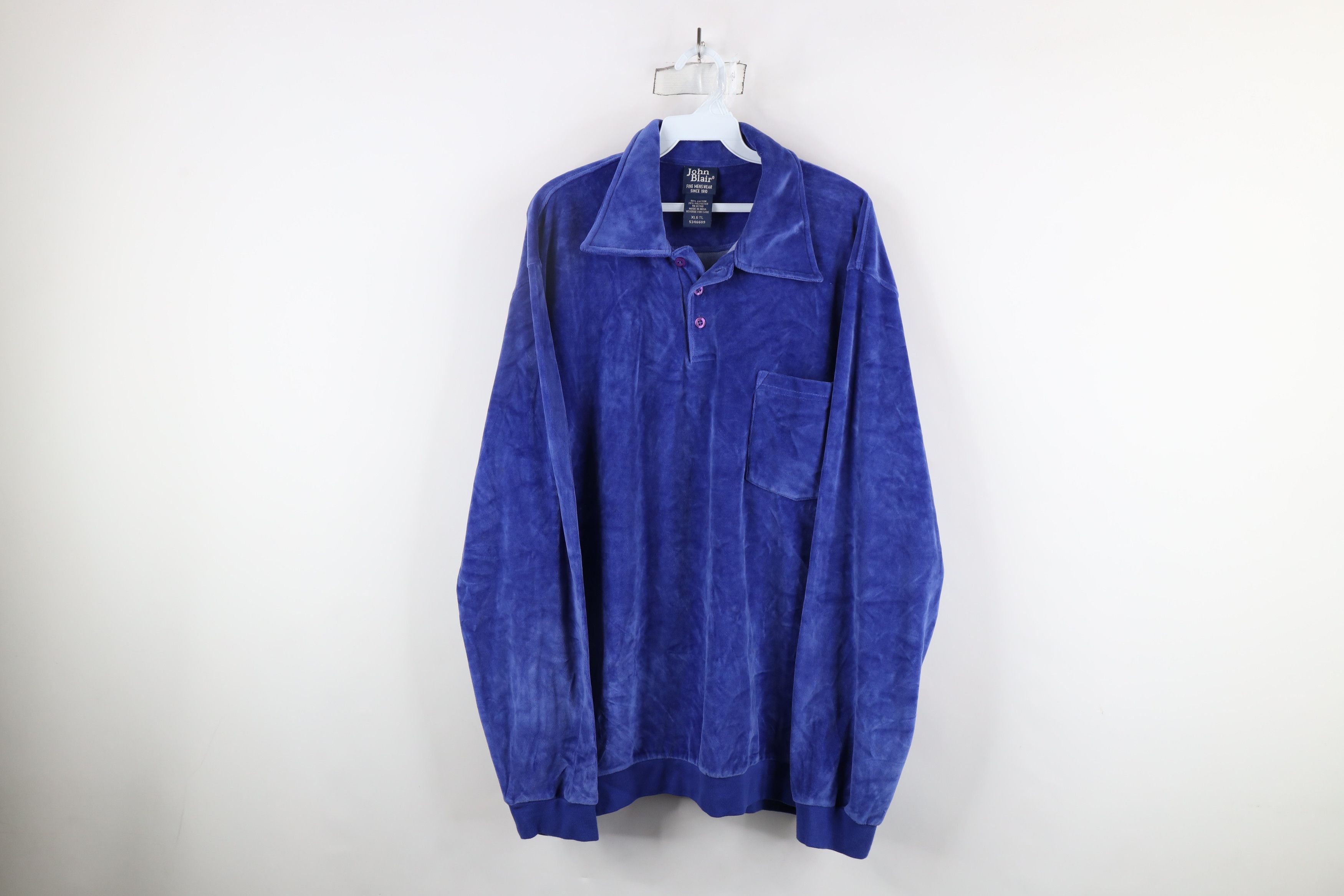 Vintage Vintage 90s Streetwear Velour Collared Pullover Sweater Size US XL / EU 56 / 4 - 1 Thumbnail