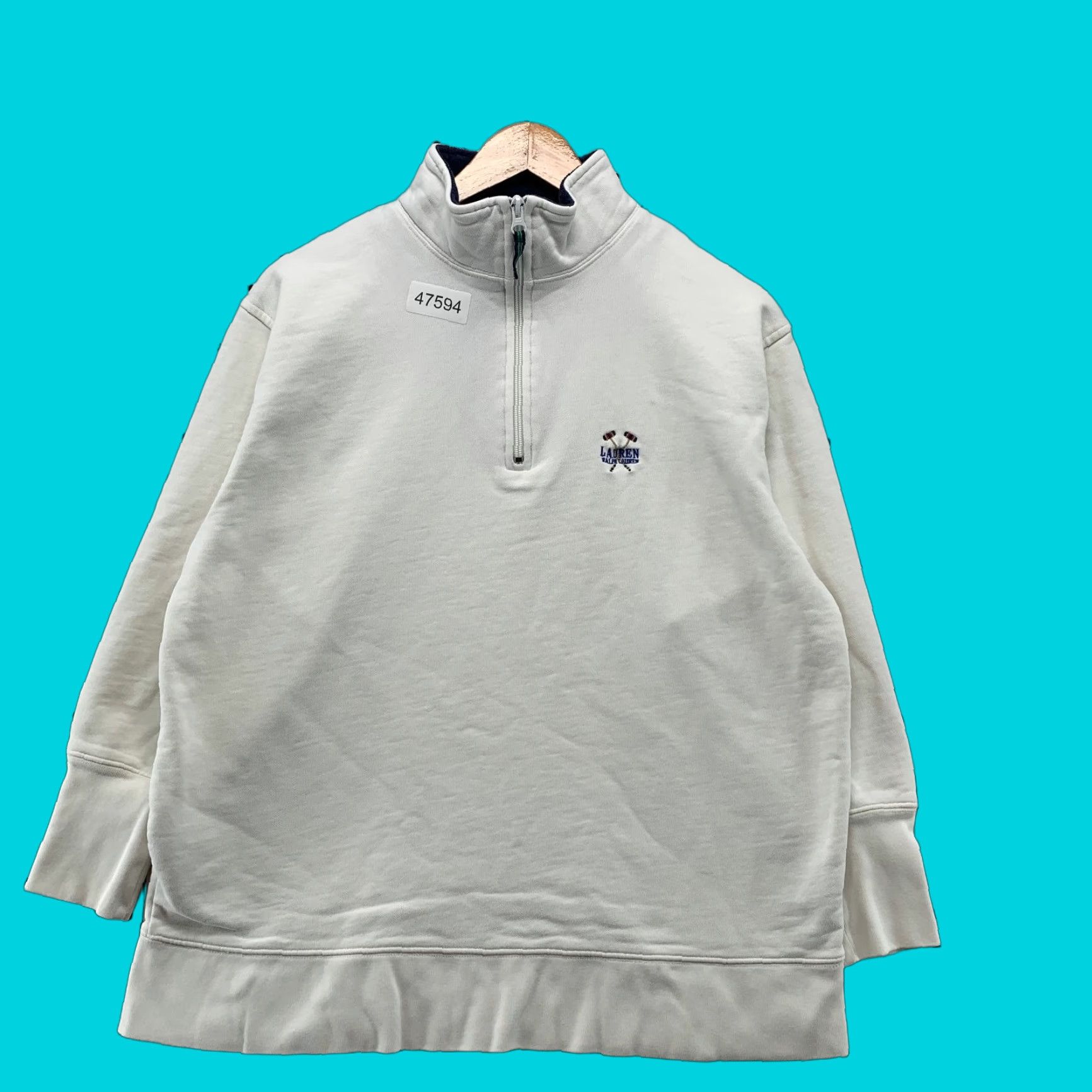 Ralph Lauren Ralph Lauren Sweater Shirt Womens Small White 1/4 Zip Mock Neck Fleece Pullover Long Sleeve Cotton Size S / US 4 / IT 40 - 1 Thumbnail