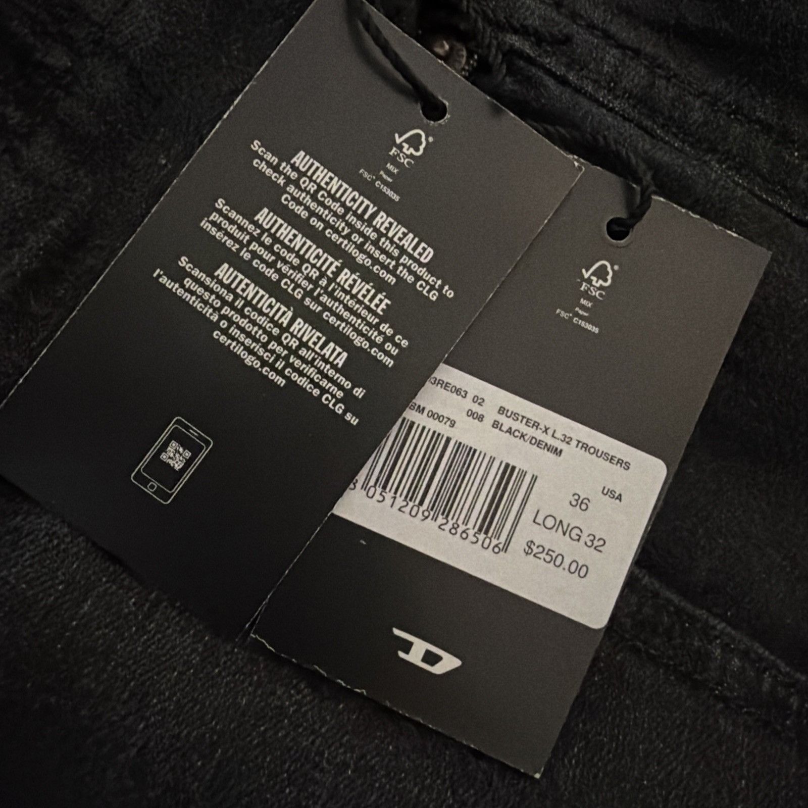 Diesel Diesel Mens Buster Tapered Jeans RE063 Black $250 Size 36/32 Size US 36 / EU 52 - 7 Thumbnail