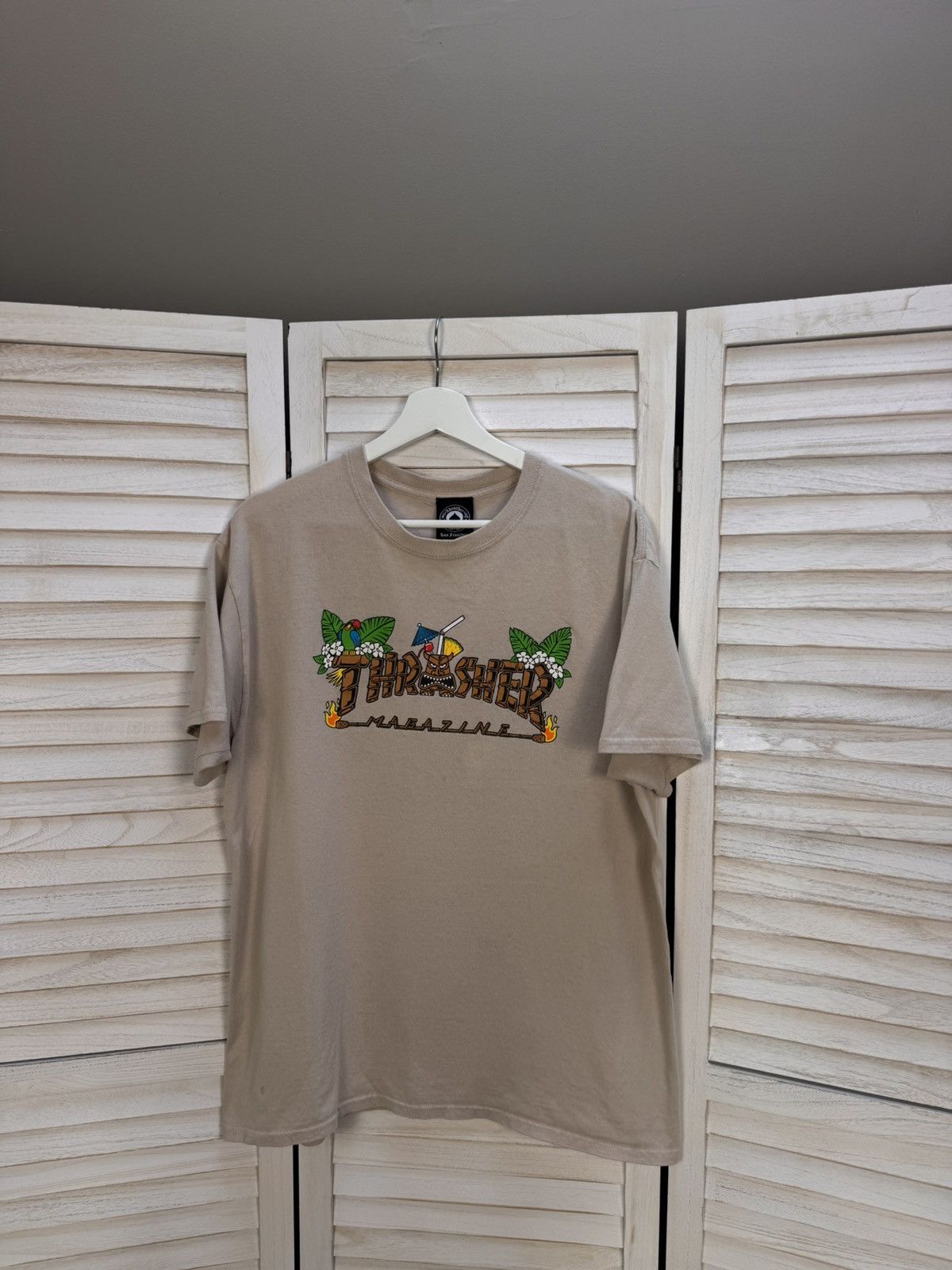 Thrasher Thrasher Magazine Tiki Logo Graphic T-Shirt Beige Size L Size US L / EU 52-54 / 3 - 4 Thumbnail