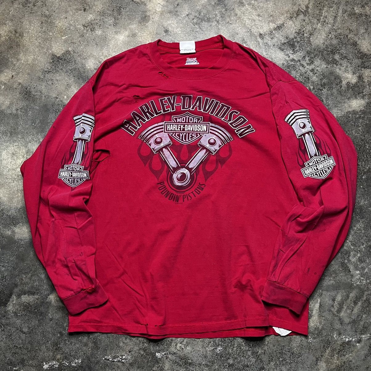 Vintage vintage harley davidson longsleeve thrashed tshirt Size US XL / EU 56 / 4 - 1 Thumbnail