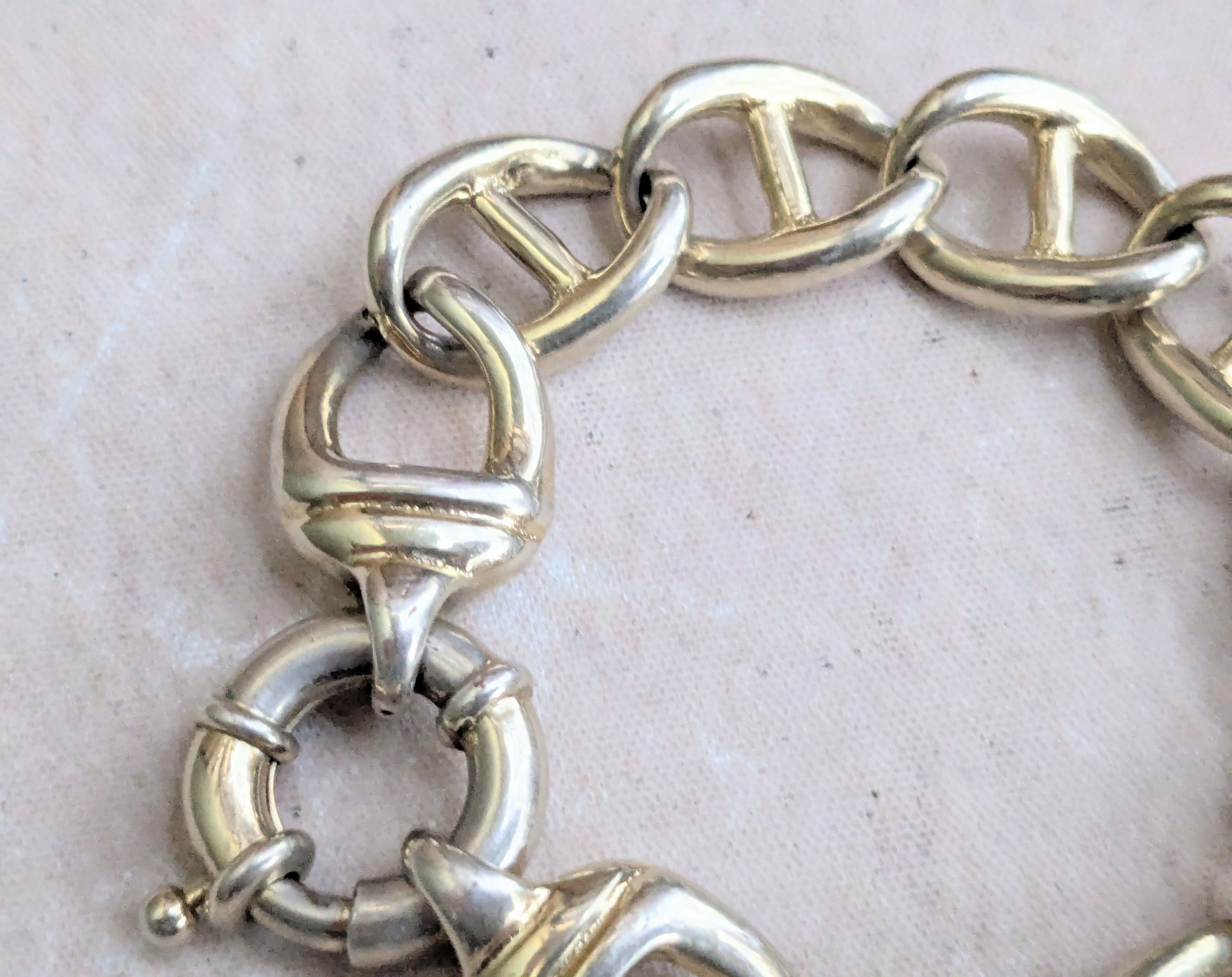 Jewelry Vintage Sterling Silver Bracelet Anchor Mariner Vermeil 8.5" Size ONE SIZE - 4 Thumbnail