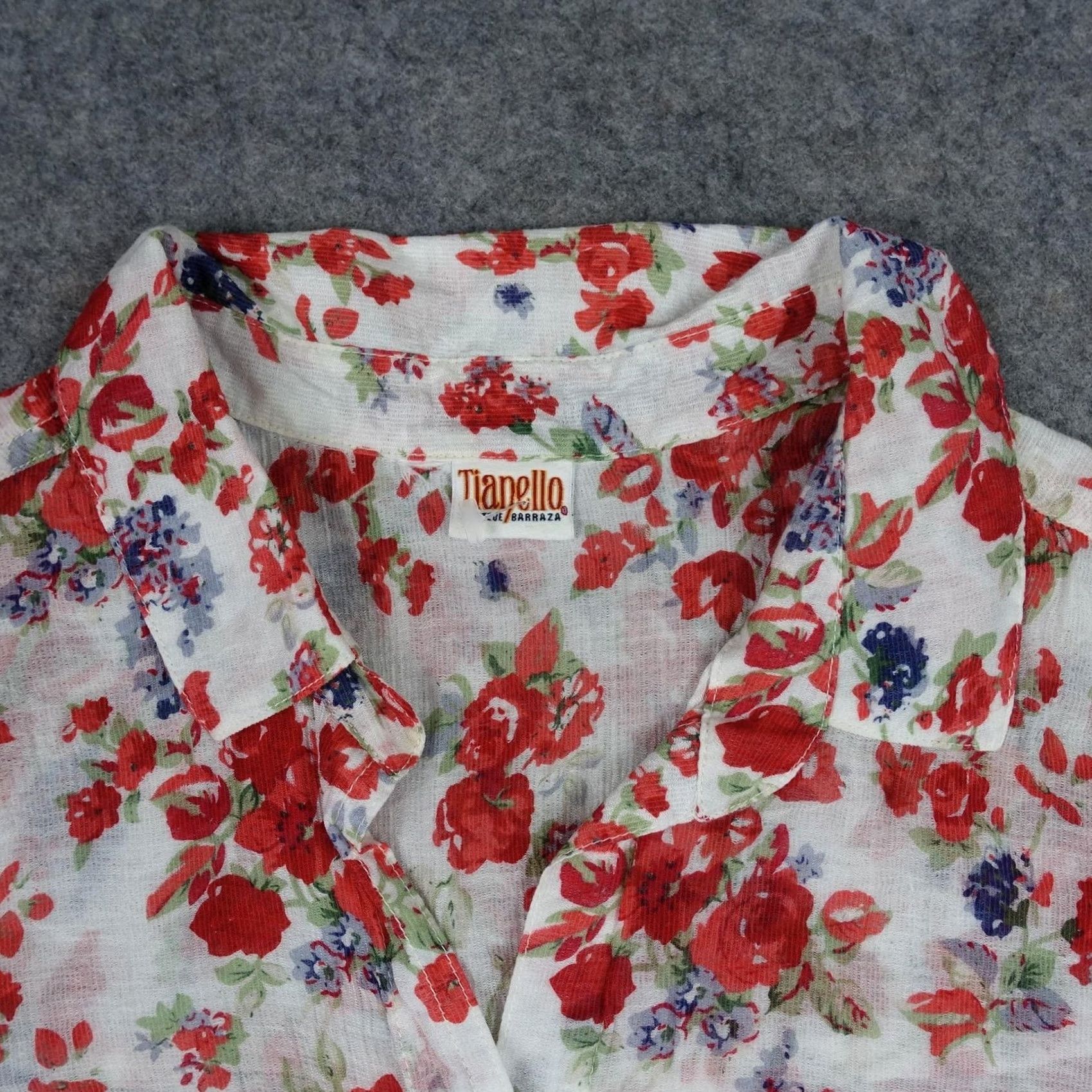 Vintage Tianello Blouse Womens Small White Floral Sheer Button Up Shirt Top Casual White Regular Long Sleeve Womens Size S / US 4 / IT 40 - 2 Thumbnail