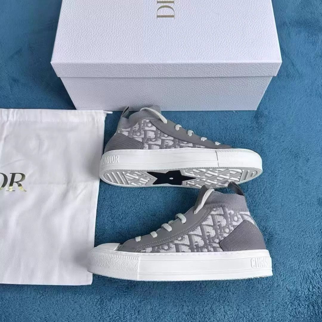 Dior Dior Mid-Top All-Over Print Gray Sock Shoe 36.5 Size US 6 / IT 36 - 2 Thumbnail