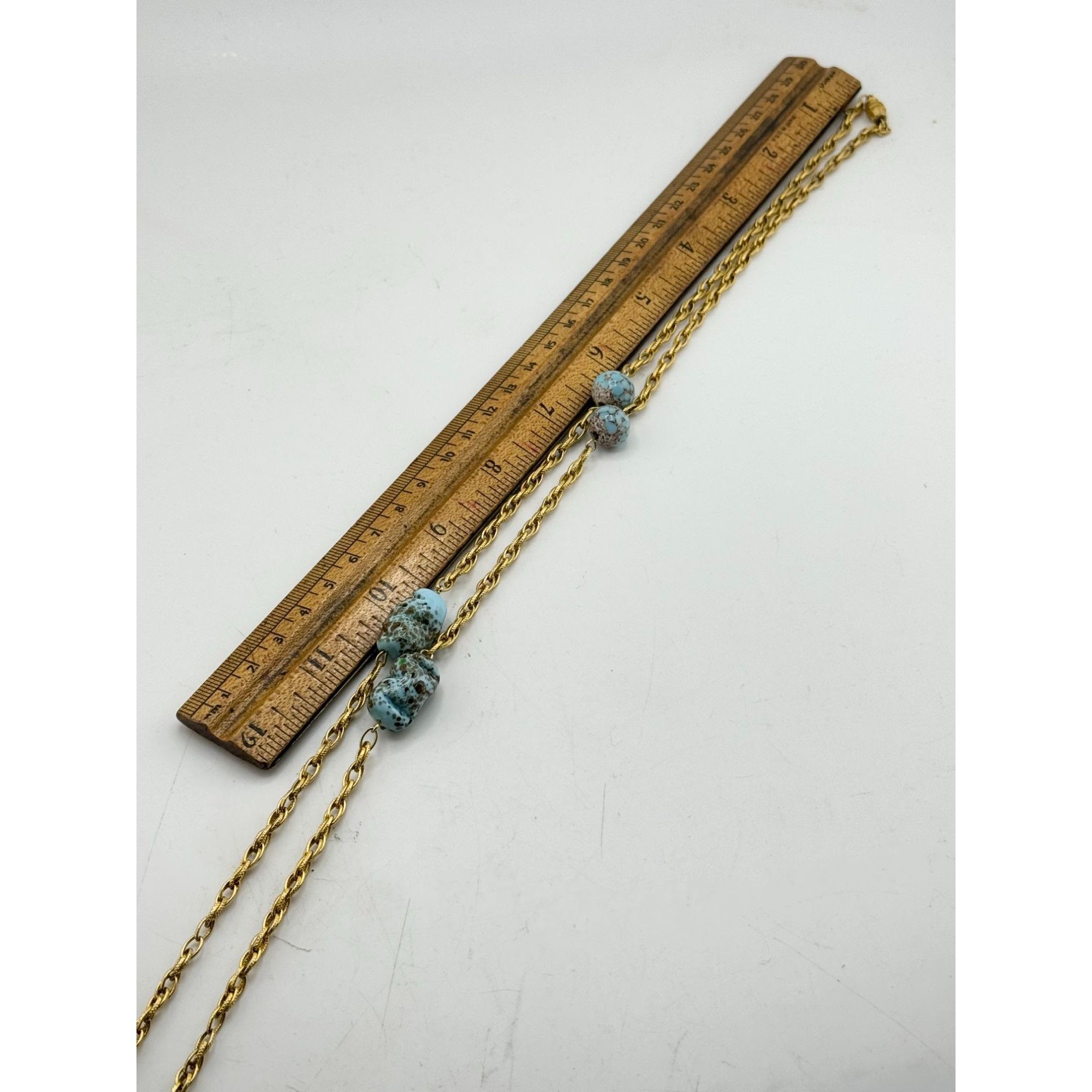 Vintage Vintage blue art glass beaded chain necklace Size ONE SIZE - 6 Thumbnail