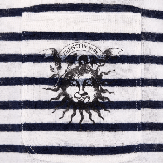 Dior o1w1db11225 424S64 Short-Sleeved Sweater in Navy Blue/White Size M / US 6-8 / IT 42-44 - 3 Thumbnail