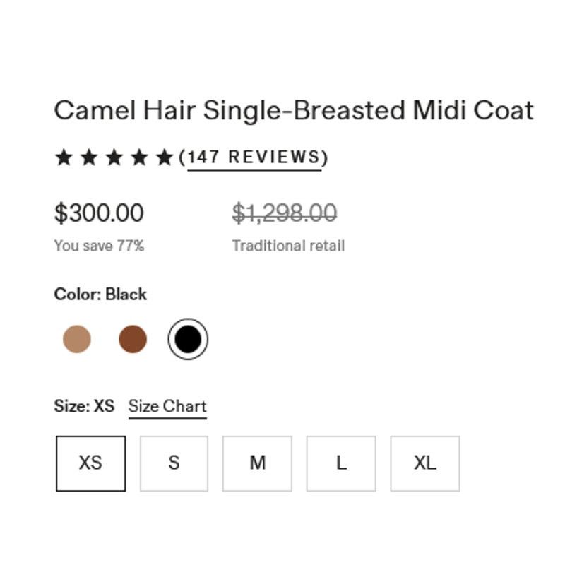 Quince Quince Women's Camel Hair Single-Breasted Coat Size XS NWOT Size XS / US 0-2 / IT 36-38 - 7 Thumbnail
