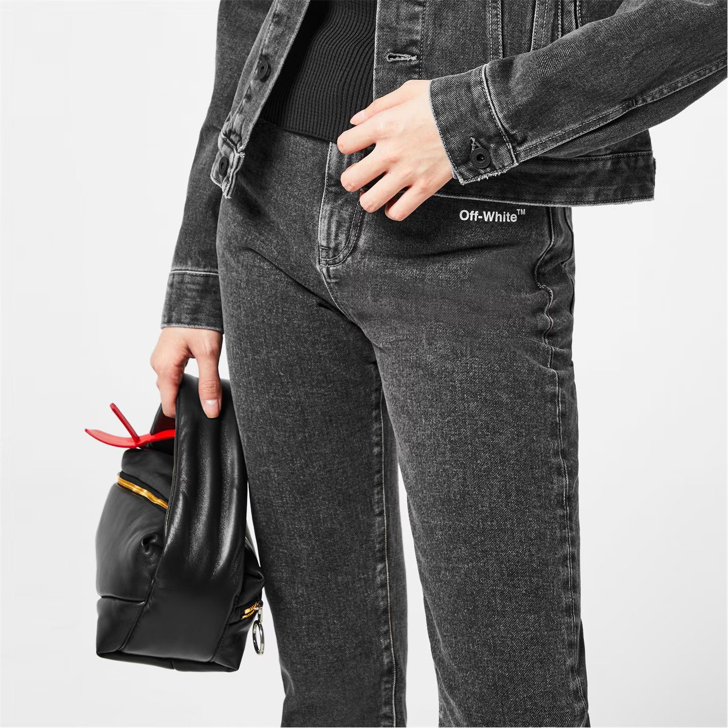 Off-White o1g2r1mq0125 Diagonal Stripe Jeans in Grey & White Size 25" / US 0 / IT 36 - 5 Thumbnail