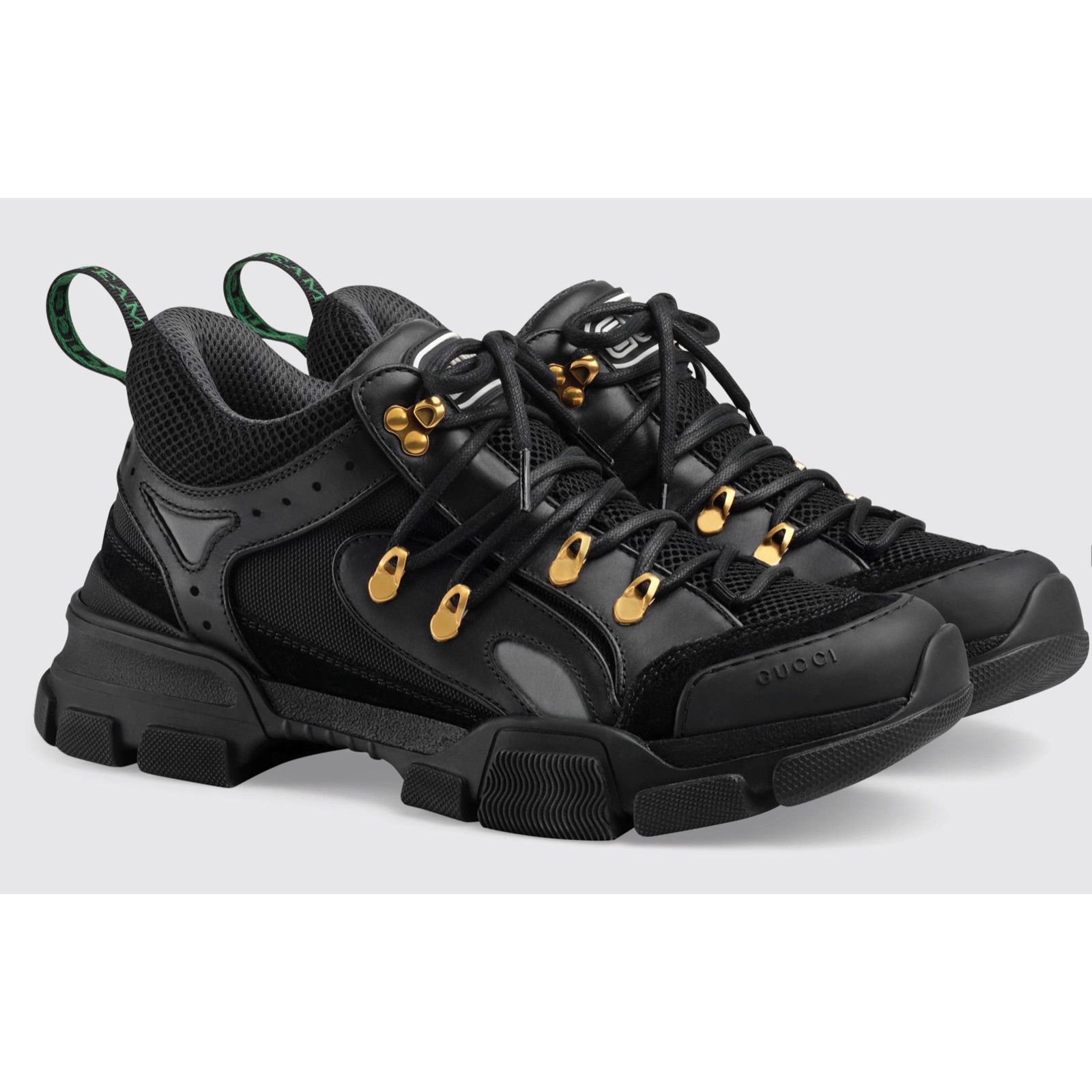 Gucci Gucci Mens Flashtrek Journey Black Leather Hiker Chunky Size US 7 / EU 40 - 2 Thumbnail