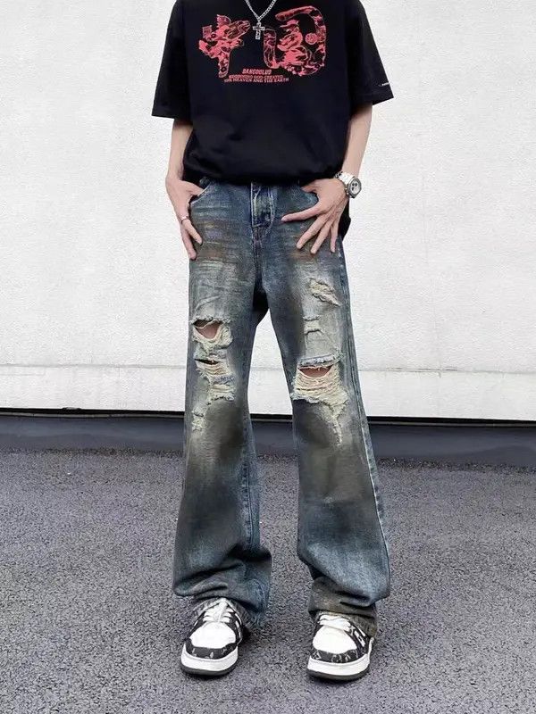 VIBE High street wasteland style ripped tie-dye baggy jeans Size US 34 / EU 50 - 6 Thumbnail
