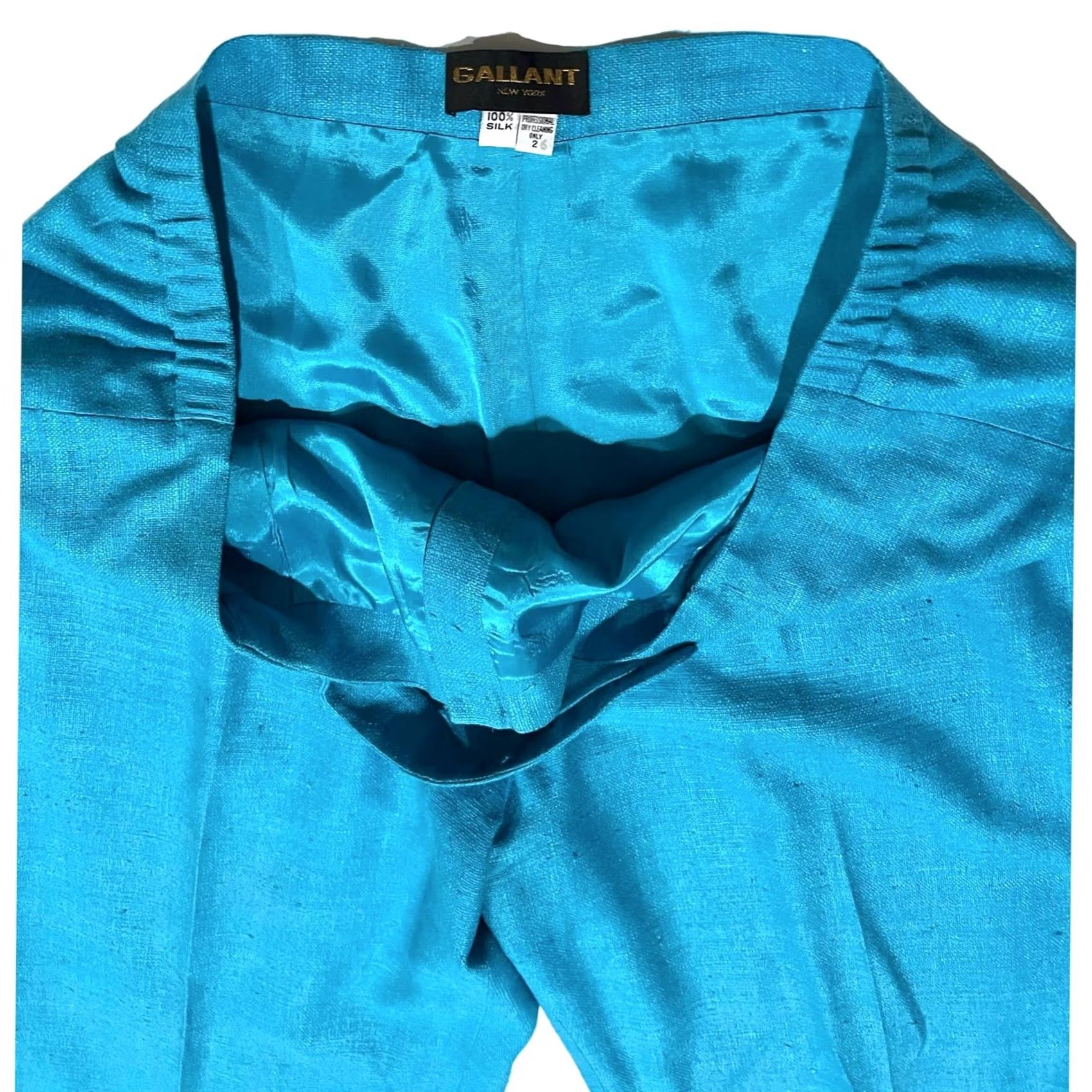 Vintage VINTAGE Gallant Pants Women 100% Silk Blue Cropped Lined Plus Sz 26 Shirt? (adjusted) Size 26" / US 2 / IT 38 - 3 Thumbnail