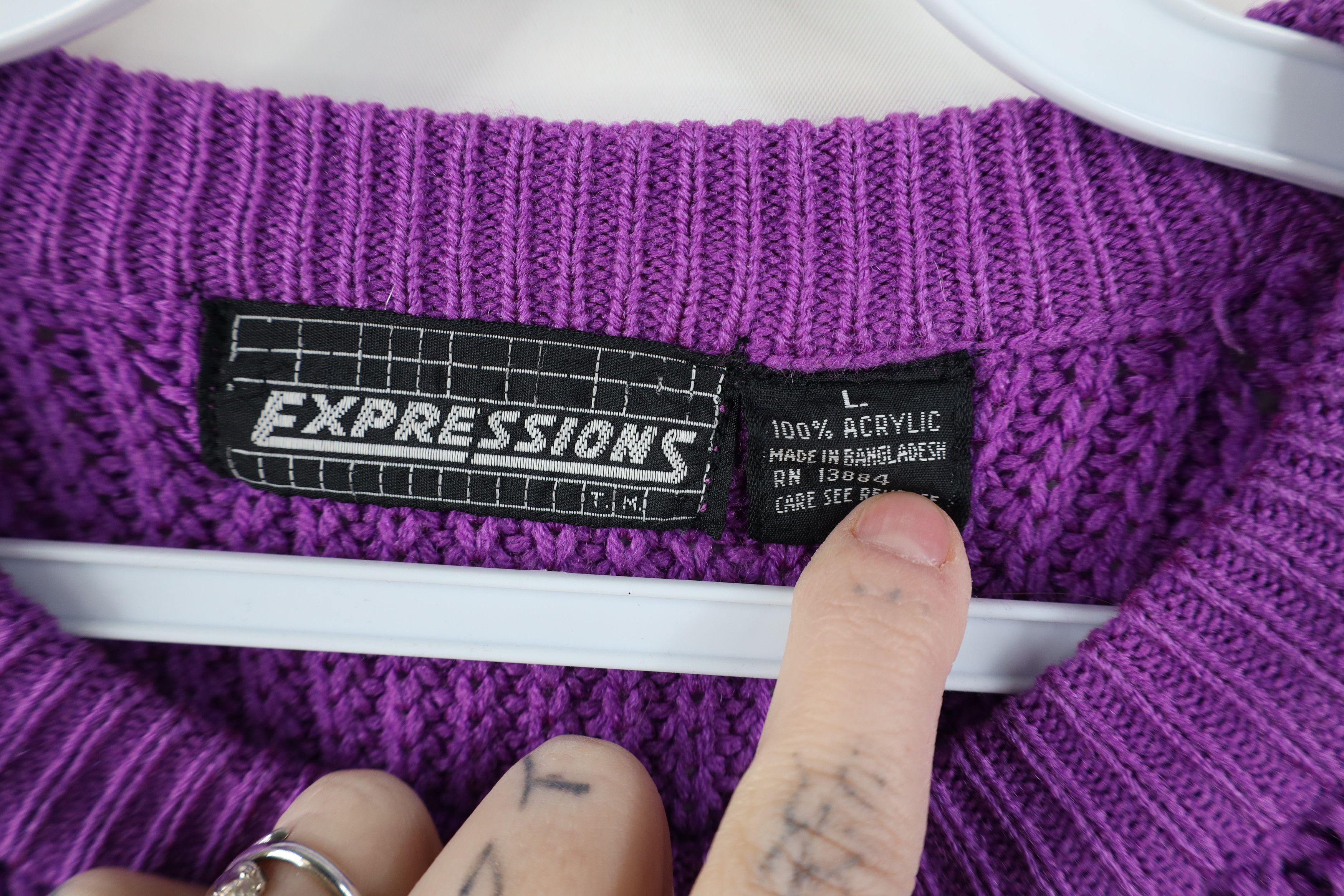 Vintage Vintage 90s Streetwear Blank Chunky Ribbed Knit Sweater Size L / US 10 / IT 46 - 9 Thumbnail