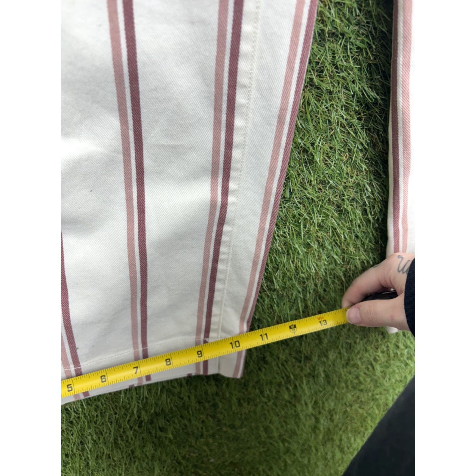 Gap Gap Pants Womens 10 White Striped High Rise Wide Leg Crop Twill Casual Pockets Size 32" / US 10 / IT 46 - 6 Thumbnail