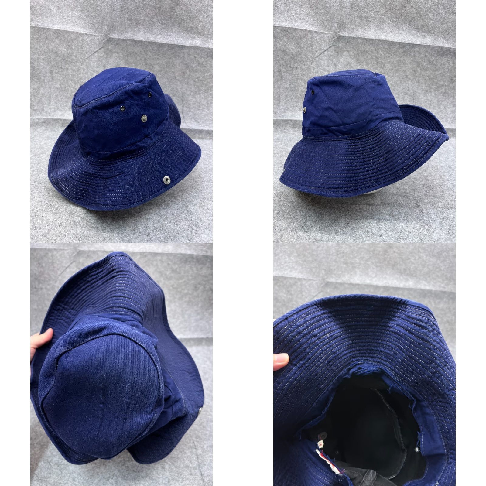Vintage Adult Sun Bucket Hat Blue 100% Cotton One Size Hike Camp Beach Outdoors Size ONE SIZE - 8 Thumbnail