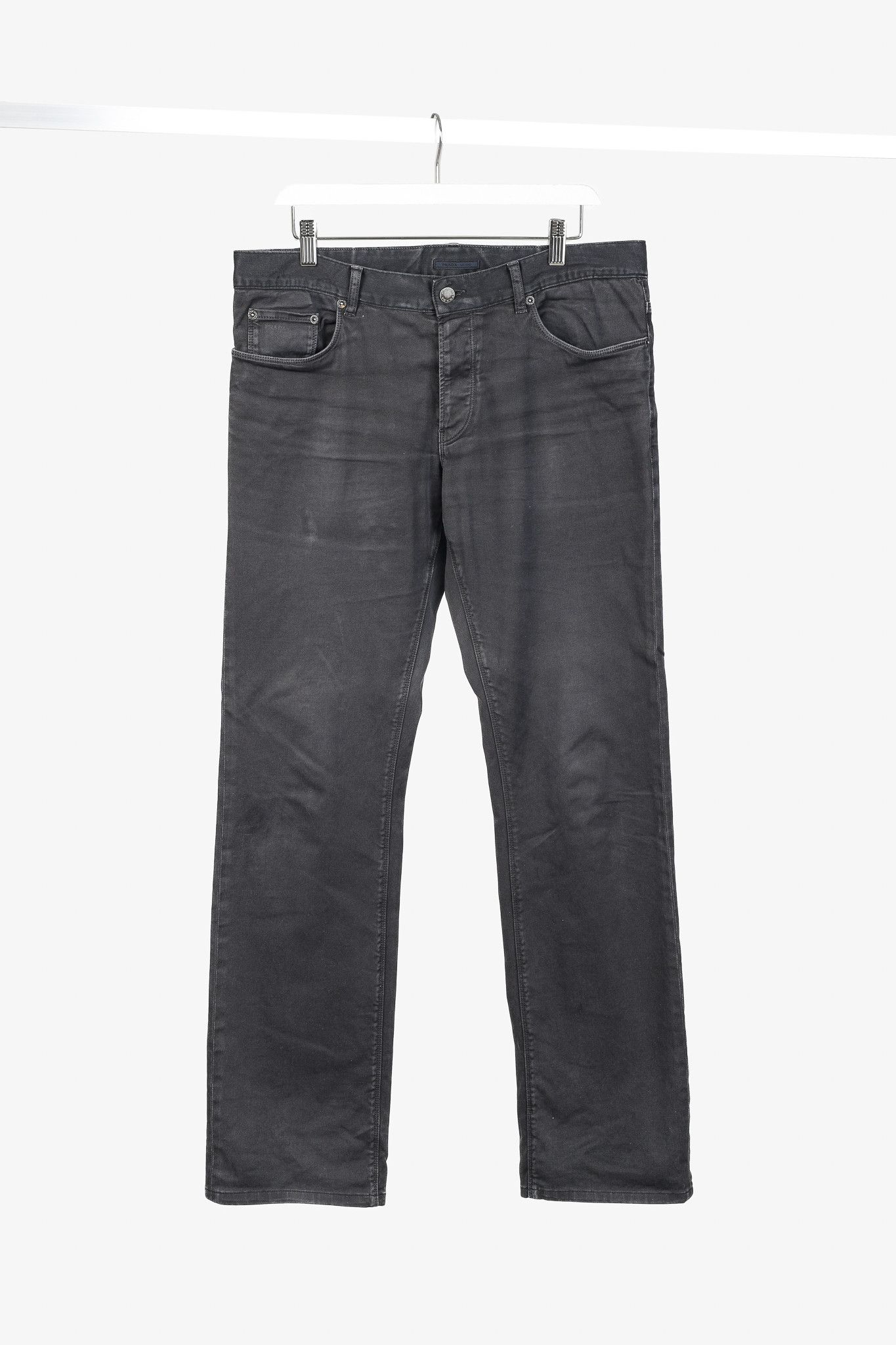 Prada Prada Washed-Black Cotton-Twill Straight-Leg Jeans Size US 33 - 1 Thumbnail