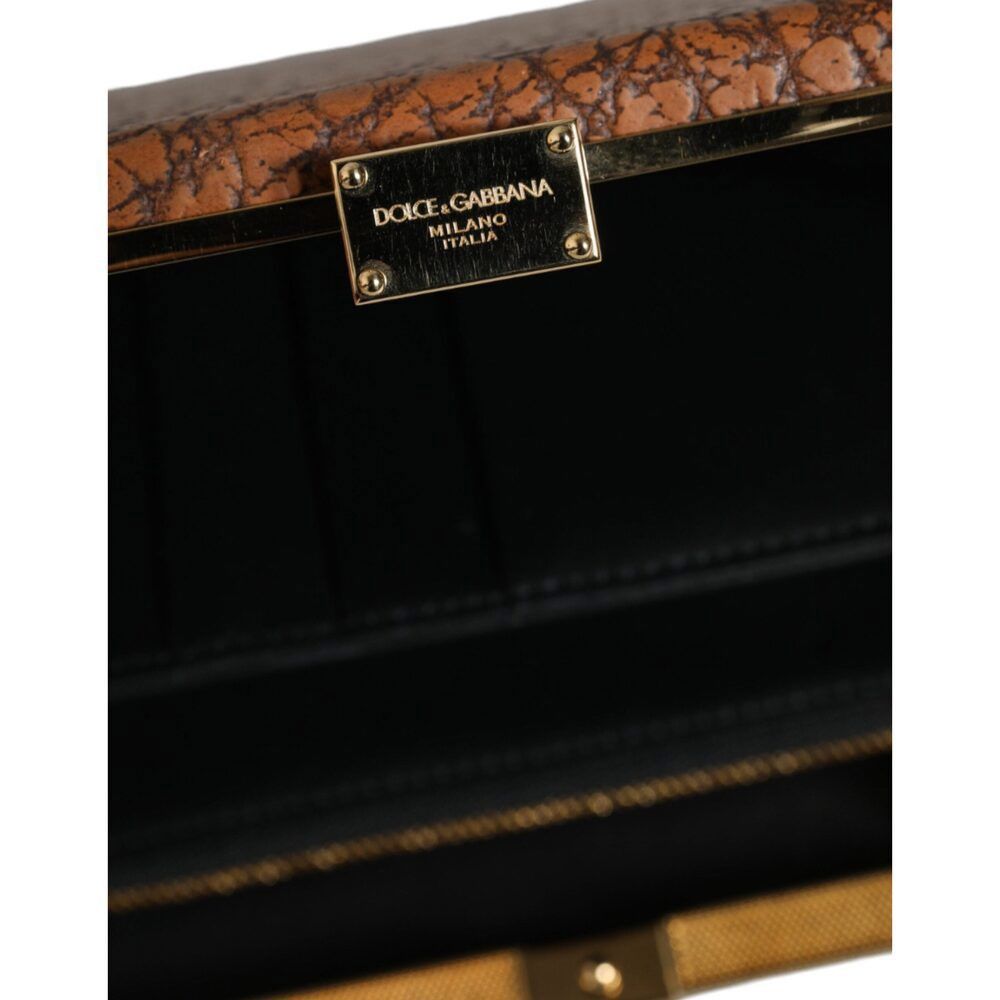 Dolce & Gabbana Dolce & Gabbana Brown Leather Gold Frame Clutch Mini Crossbo Size ONE SIZE - 5 Thumbnail