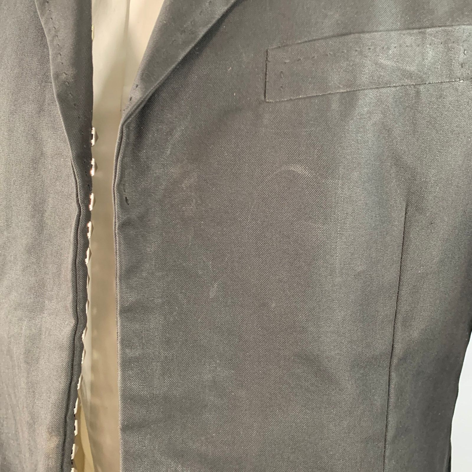 Dsquared2 Black Studded Cotton Blend Studded Notch Lapel Open Front Size 40R - 9 Thumbnail