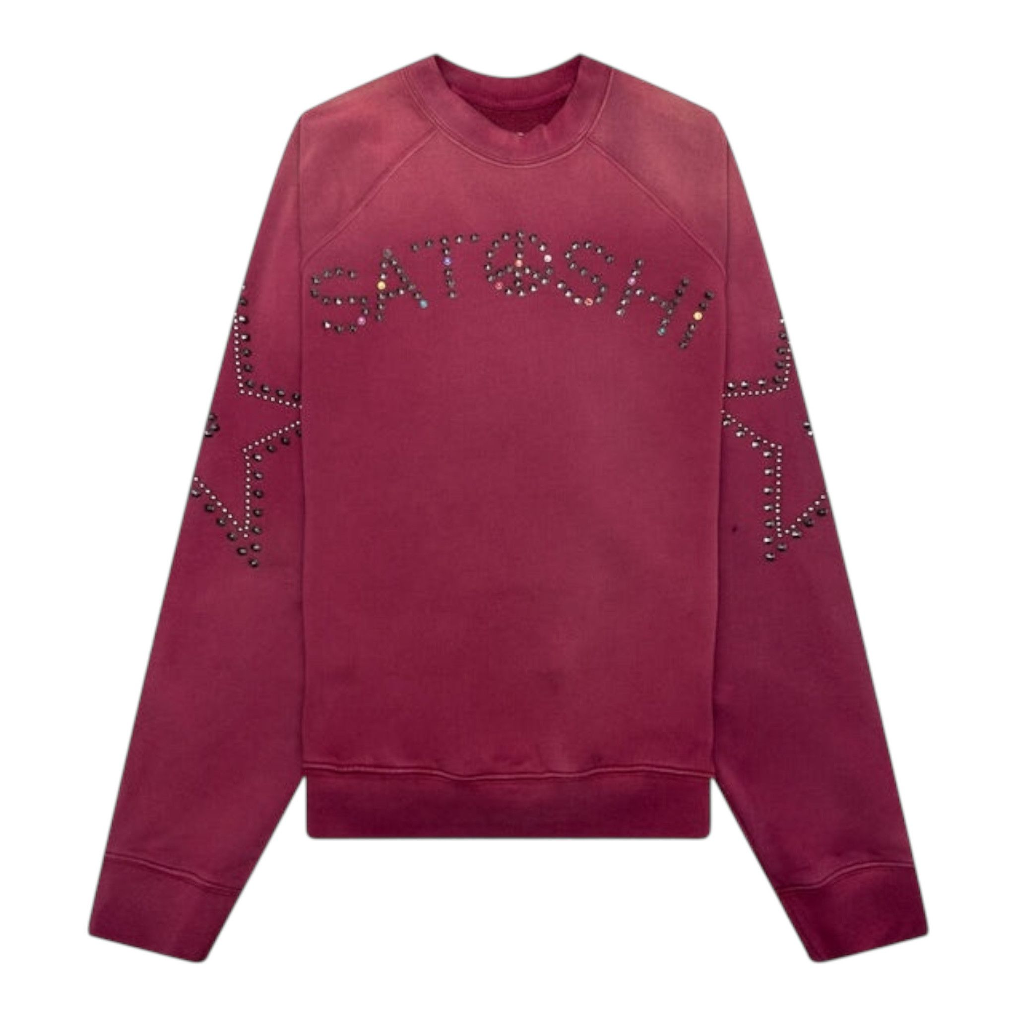 Studded Star Logo Crewneck Sweatshirt Burgundy Multi
