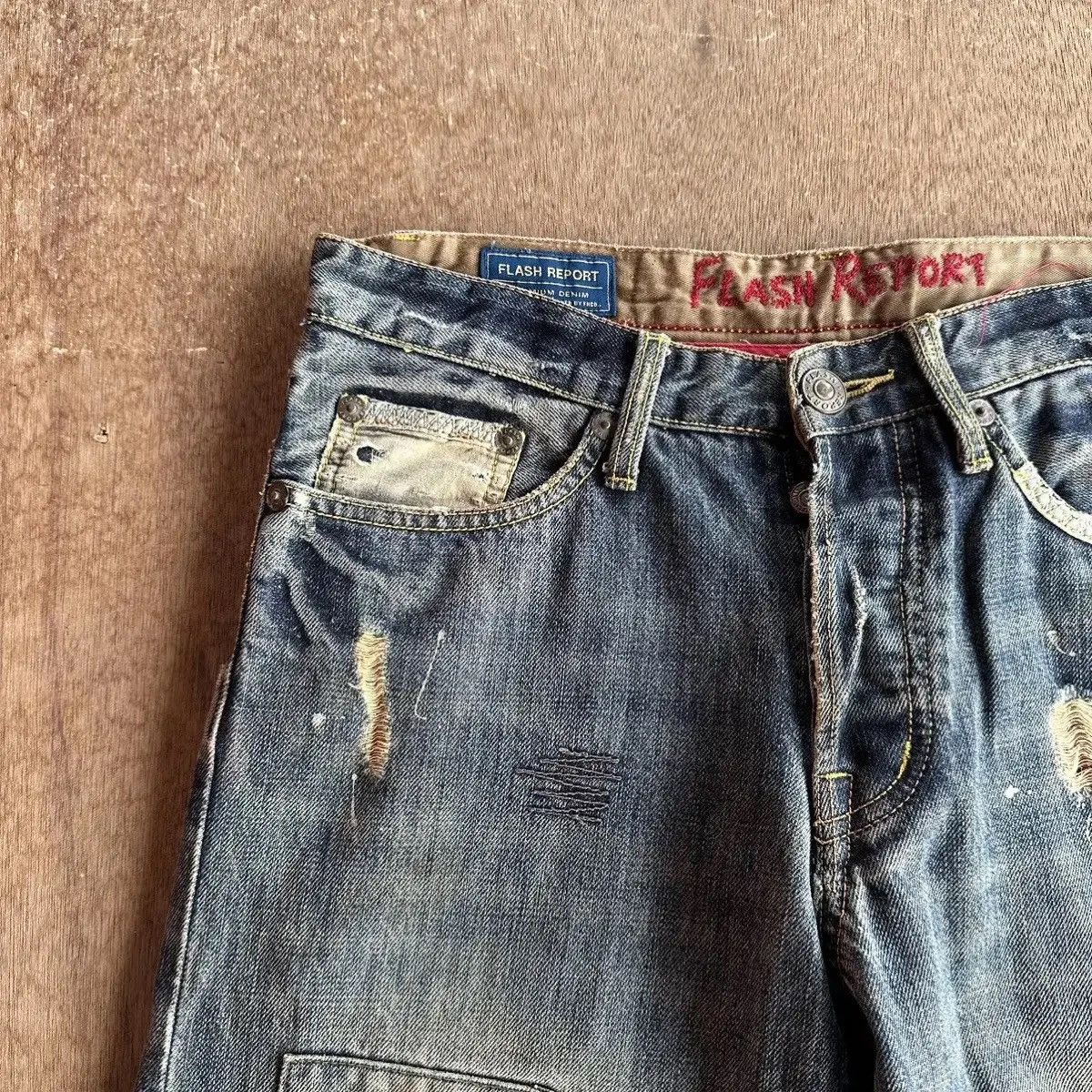 Japanese Brand SUPER SICKS 🔥FLASH REPORT Japan Jean Patchwork Denim Pants Size US 31 - 6 Thumbnail