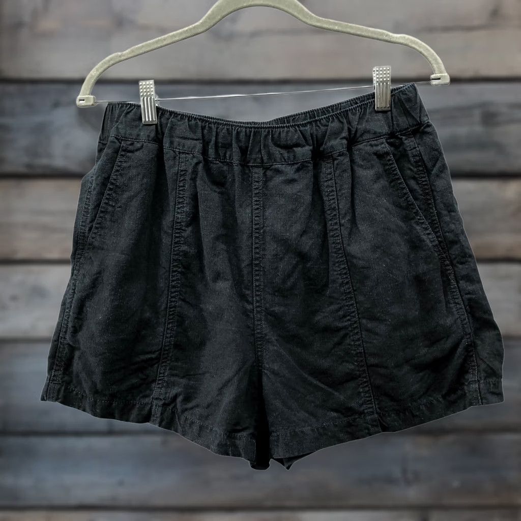 Madewell VINTAGE? No. Madewell Linen Blend Easy Pull On Shorts Womens S Black High Rise 3.5'' Inseam Size 28" / US 6 / IT 42 - 1 Thumbnail
