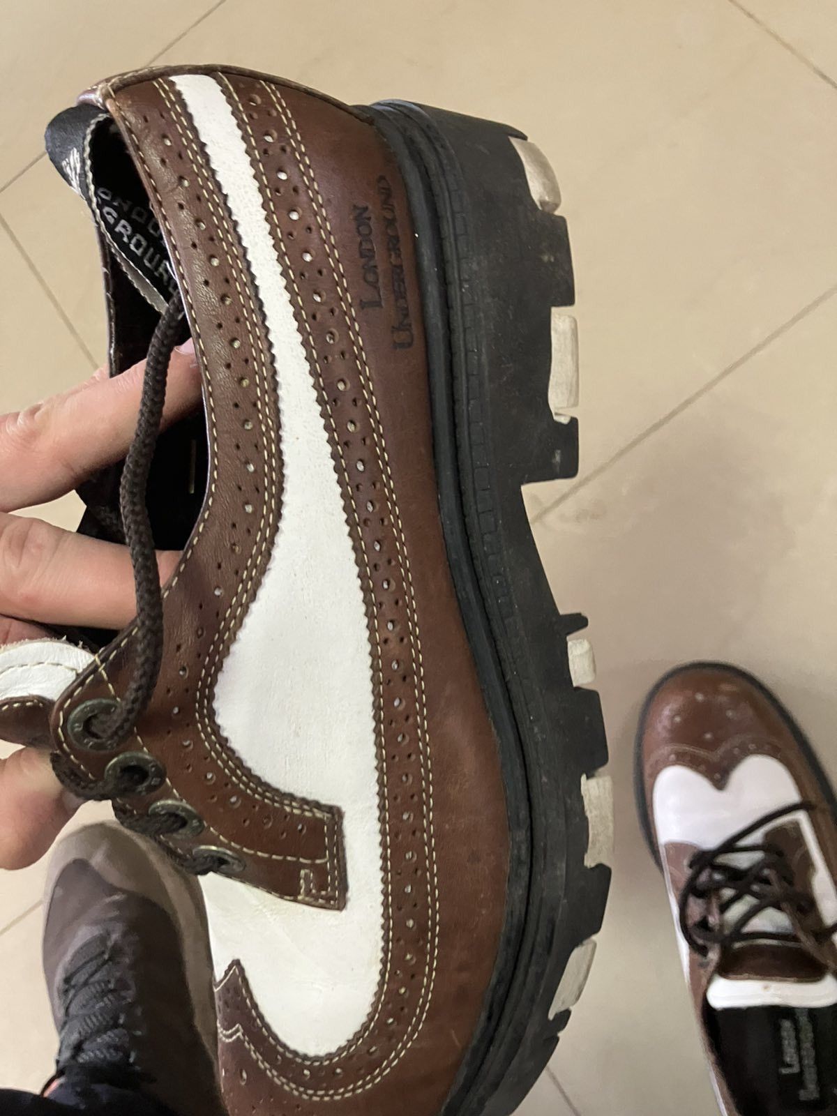 Y'2 Leather Vintage Y2K London Underground brown oxford creeper shoes Size US 10.5 / EU 43-44 - 6 Thumbnail